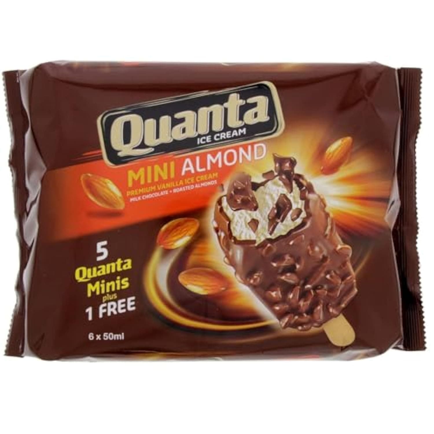 Quanta Mini Ice Cream Stick Almond 50 ml, Pack of 6, UAE