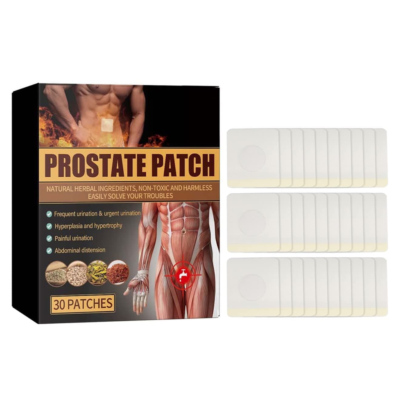 30Pcs Prostatic Navel Patch, Prostate Care Patch Set, Male Prostate Health Treat 30Pcs Prostate Care Patch Set Discomfort Relieving Male Prostate Patch for Home