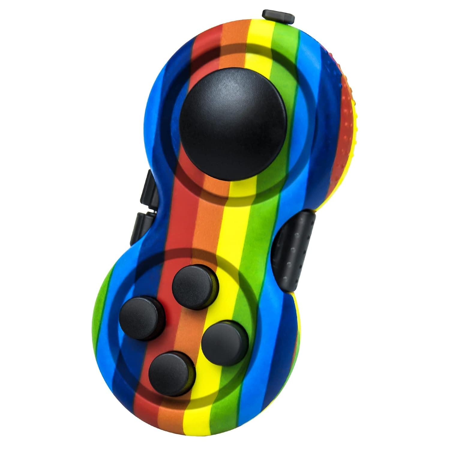 The Original Retro: Rubberized Classic Controller Game Pad Fidget Focus Toy With 8 Functions and Lanyard - Perfect for Relieving Stress (Rainbow) | Fidget Concentration Toy with 8-Fidget Functions and Lanyard - Excellent for Relieving Stress and Anxiety