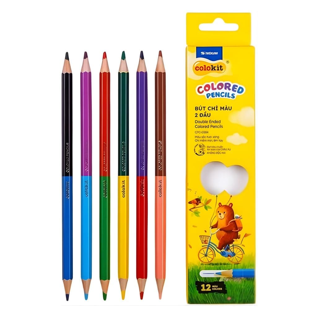 Flexoffice Colokit CPC-C034 Double Ended Colored Pencils 12 Pieces, Multicolor