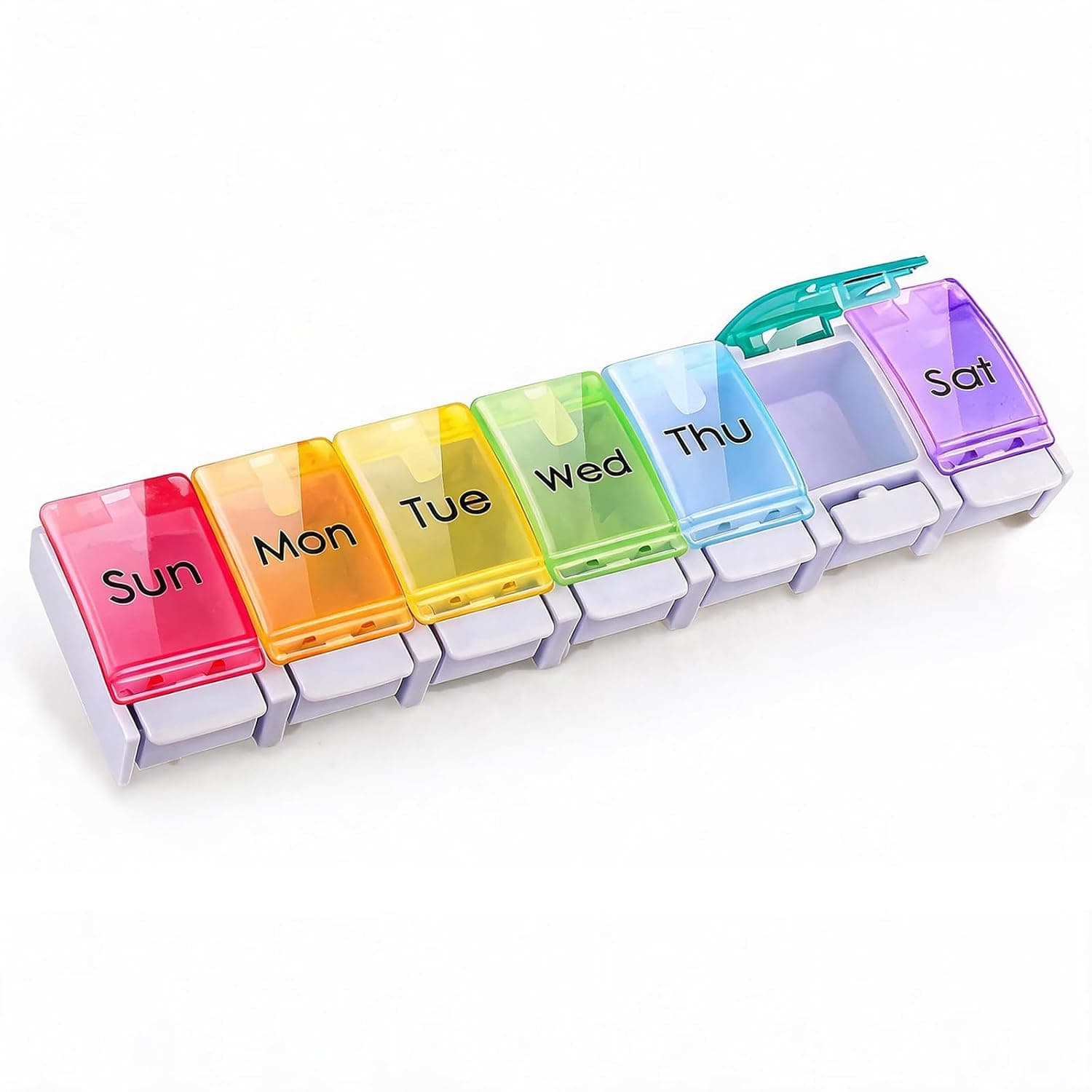 Pill Boxes 7 Day Portable Storage Box Weekly Organizer to Hold Vitamins, Cod Liver Oil, Supplements and Medication for Travel Work