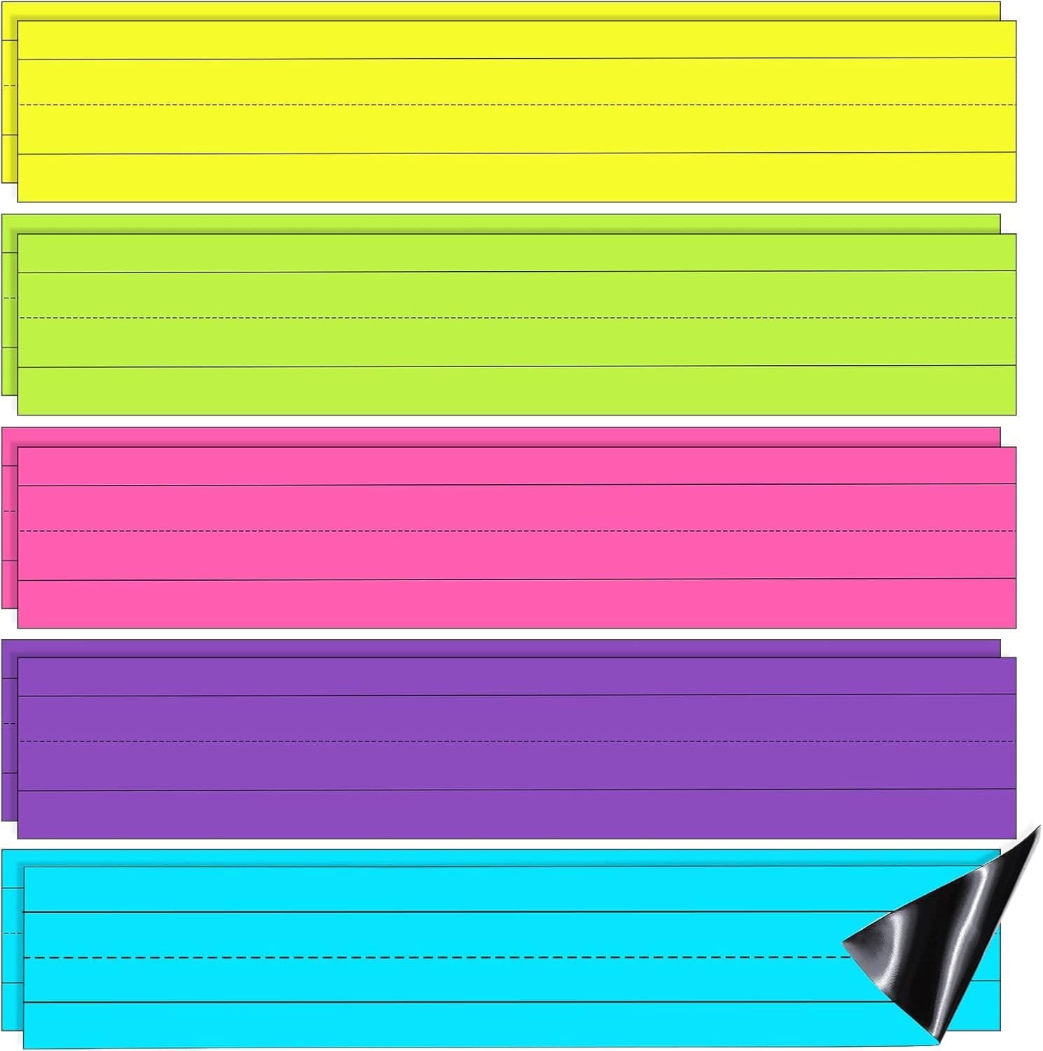 Magnetic Sentence Strips for Teachers, 12 x 3 Inches Dry Erase Sentence Strips Lined Reusable Classroom Learning Tool for Office School, 10 Pack