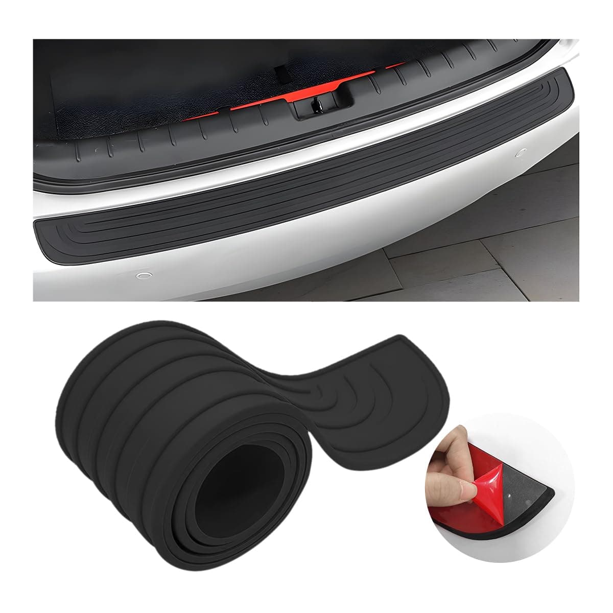 Yourkar Car Rear Bumper Guard, Anti-Scratch Auto Trunk Door Entry Protector, Non-Slip Bumper Protection Strip for Most Cars, SUVs, Trucks, Universal Exterior Car Accessories (Black, 35")