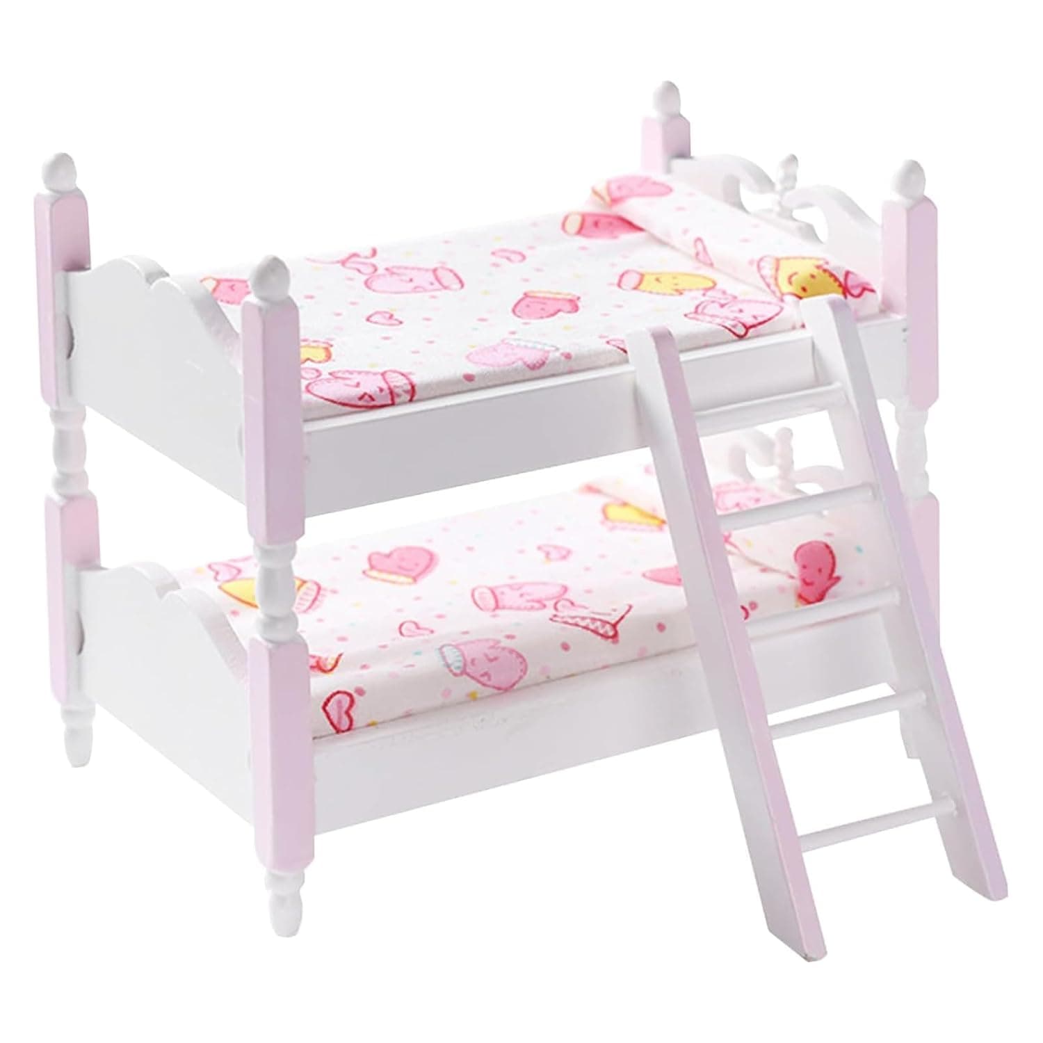 THE WHITE SHOP Dollhouse Miniature Bunk Bed Furniture 1/12 Scale Double-Layer Play Bed Toy Bedroom Model for Kids Doll House Accessory
