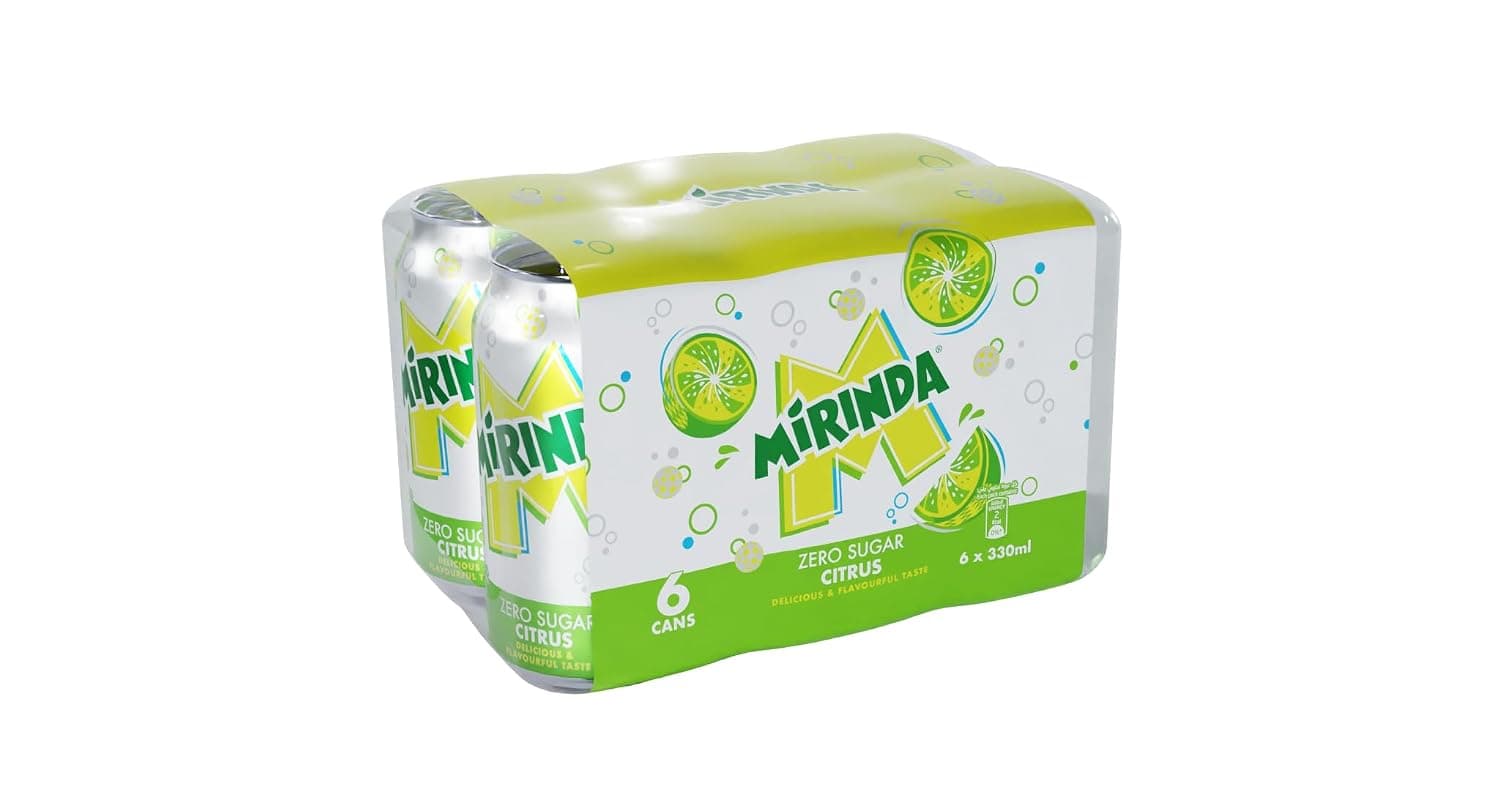 Mirinda Citrus Zero Sugar Soft Drink, Cans, 6 x 330 ml