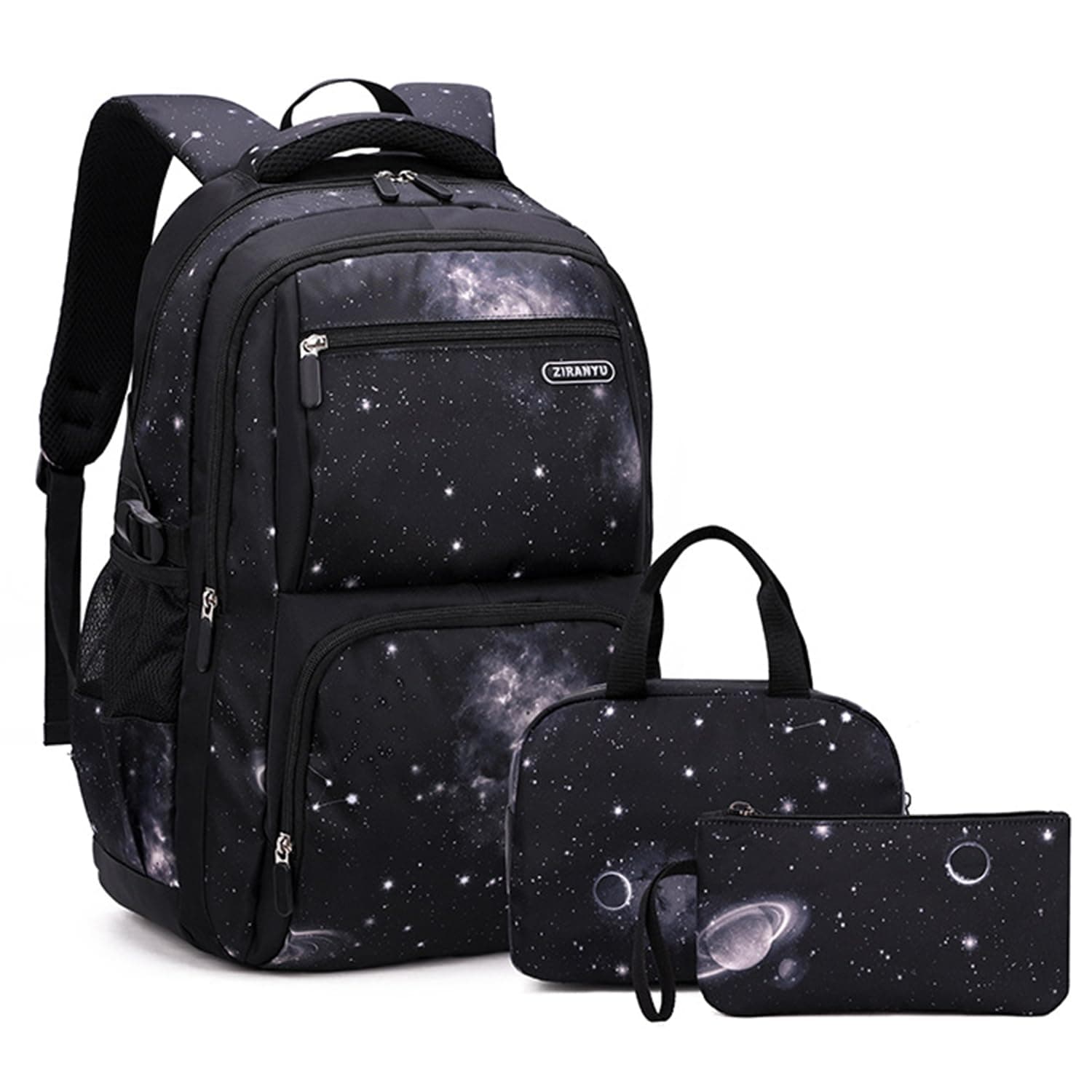 Geometric-Print Backpack and Lunch-Bag Set for Girls Middle-School Elementary Bookbags, 3Pcs School Bag with Lunch Bag Pencil Case