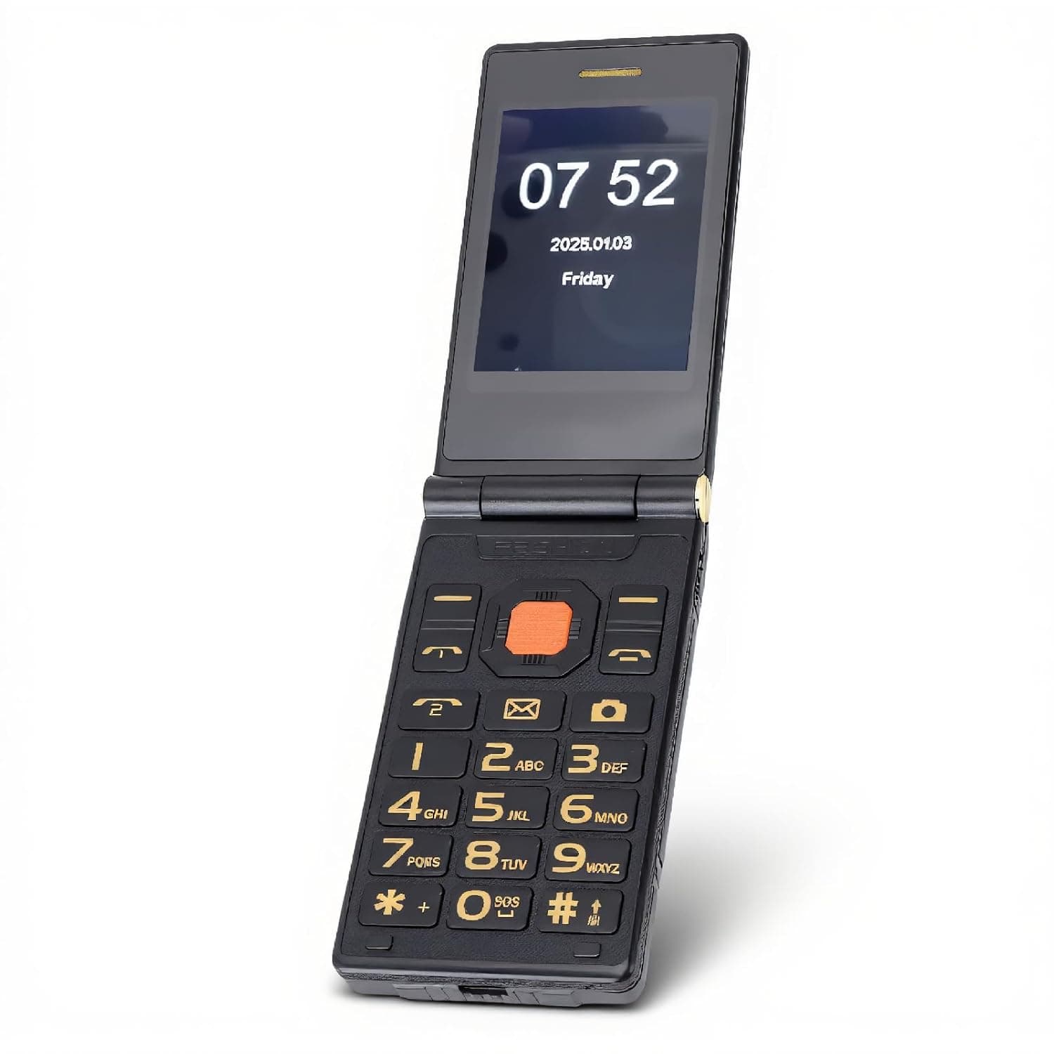 Flip Phone with Large Fonts, Voice Broadcast, 9 Quick Dial, 3.0" Internal + 2.6" External Screen, 4800mAh, Dual SIM Unlocked (Black)