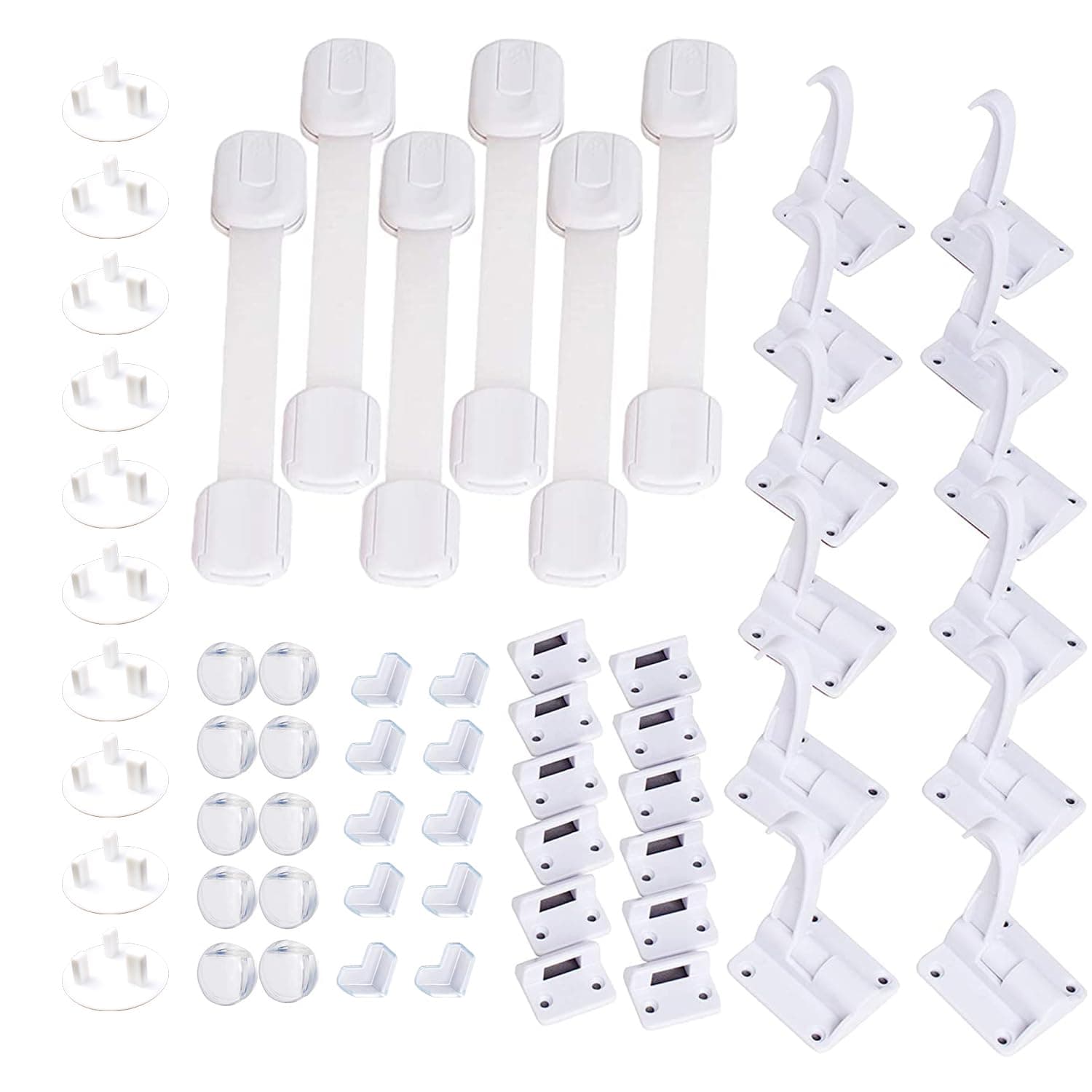 ZONEY Baby Safety Kit,Complete Baby Proofing Essentials Kit Child Safety Appliance with Cabinet Locks,Locks for Cabinets & Drawers, Corner Guards - All-in-one Super Value Child Safety Kit