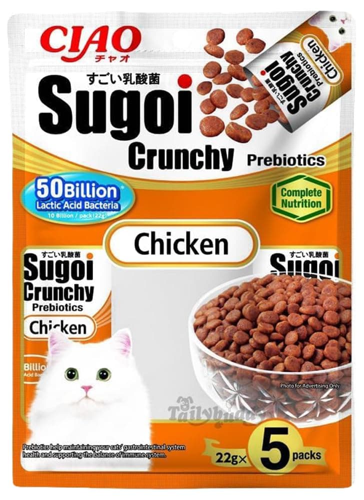 CIAO Sugoi Crunchy Chicken Flavor Plus Prebiotics 5x22g
