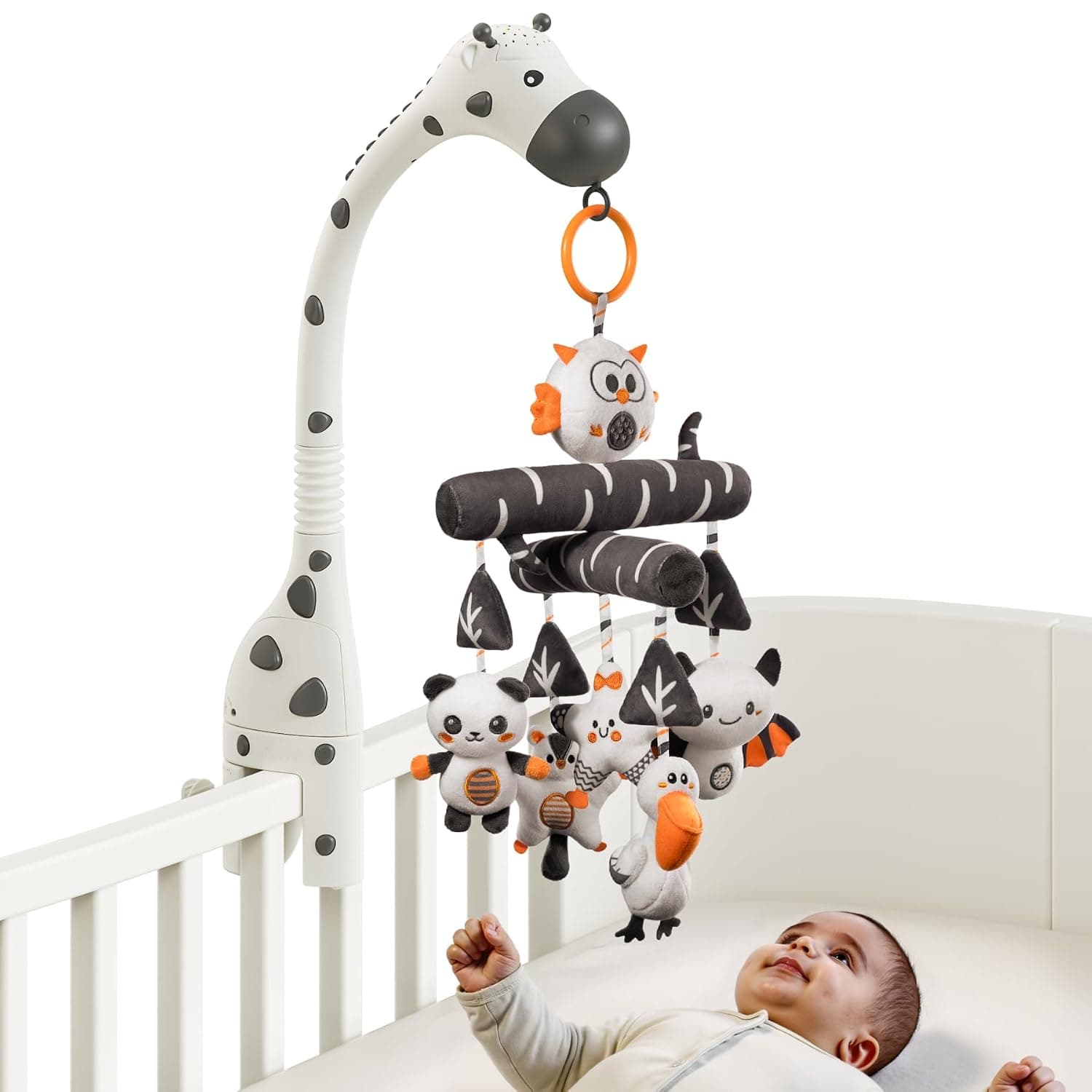 TUMAMA Baby Crib Mobile Set Musical Light Remote Control with Soft Animals Hanging Rattle Toys,Lights Lullaby Rotating Projector,for Infant 0 3 6 9 Months Newborn Toddler Gifts
