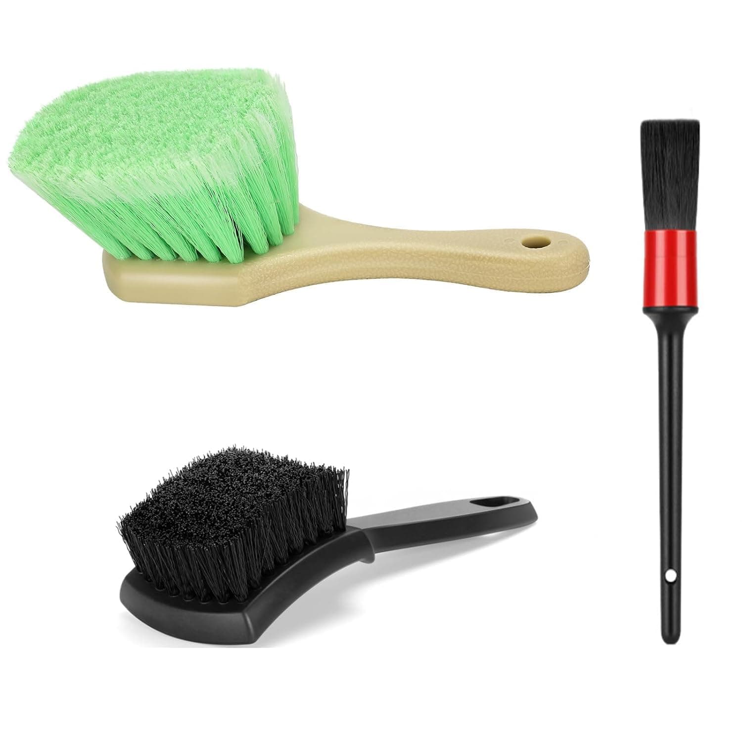 Tazweeq Wheel Rim & Tire Brush Set, 3 Pcs Car Wash Brush for Car Rim/Wheel/Tire, Easy to Clean Tire, Wash Cleaning Supplies Kit for Car Body Exterior Surface(Brush Color Random)