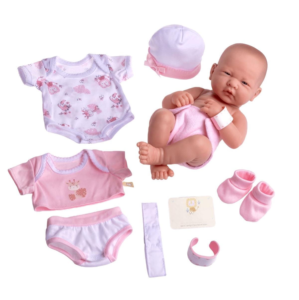 JC Toys 8 piece Layette Baby Doll Gift Set | - La Newborn Nursery | 14" Life-Like Doll w/Accessories | Pink | Ages 2+