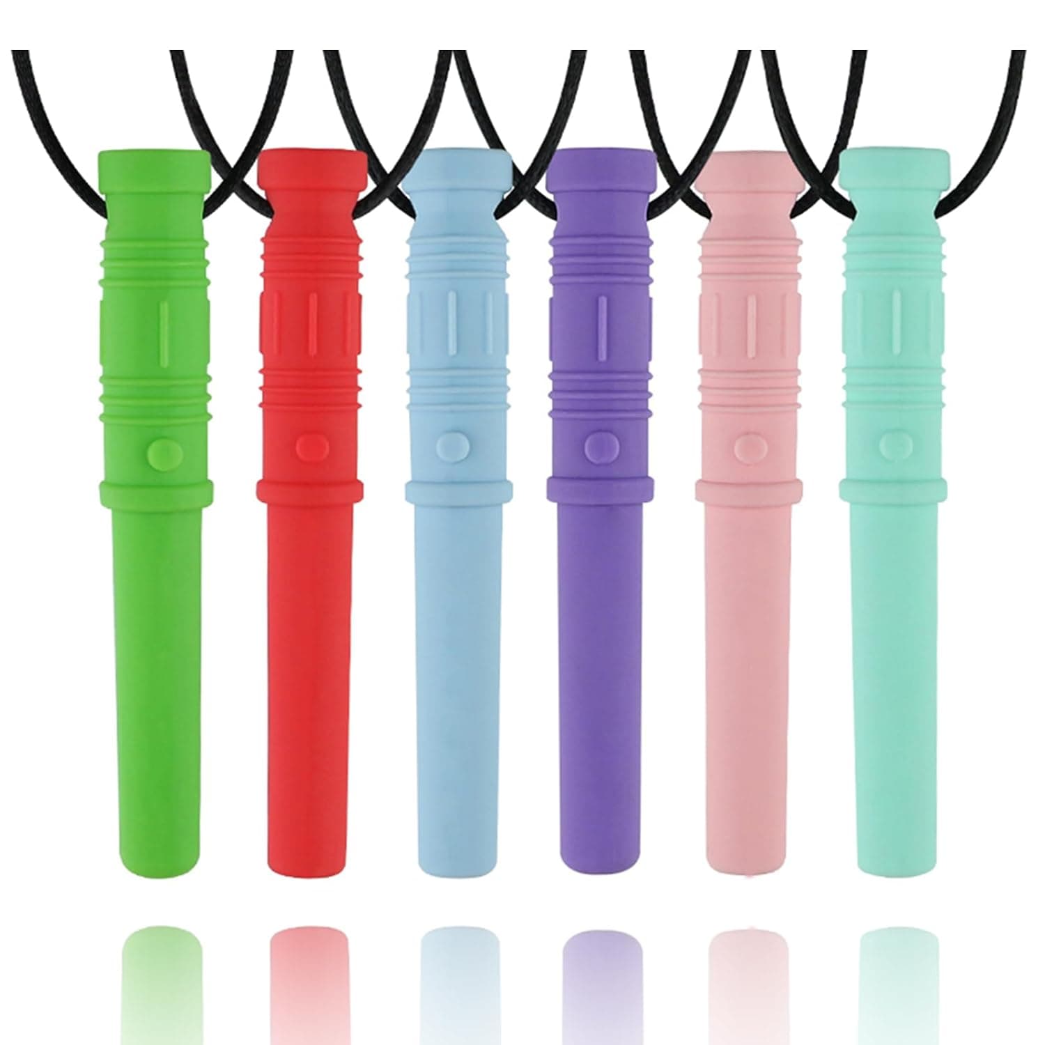 Seeway Sensory Chew Toys for Autistic Children, Silicone Autism Chew Necklace, Oral Motor Teething Toys for Teething, ADHD, Biting or Special Needs (6 Pack)