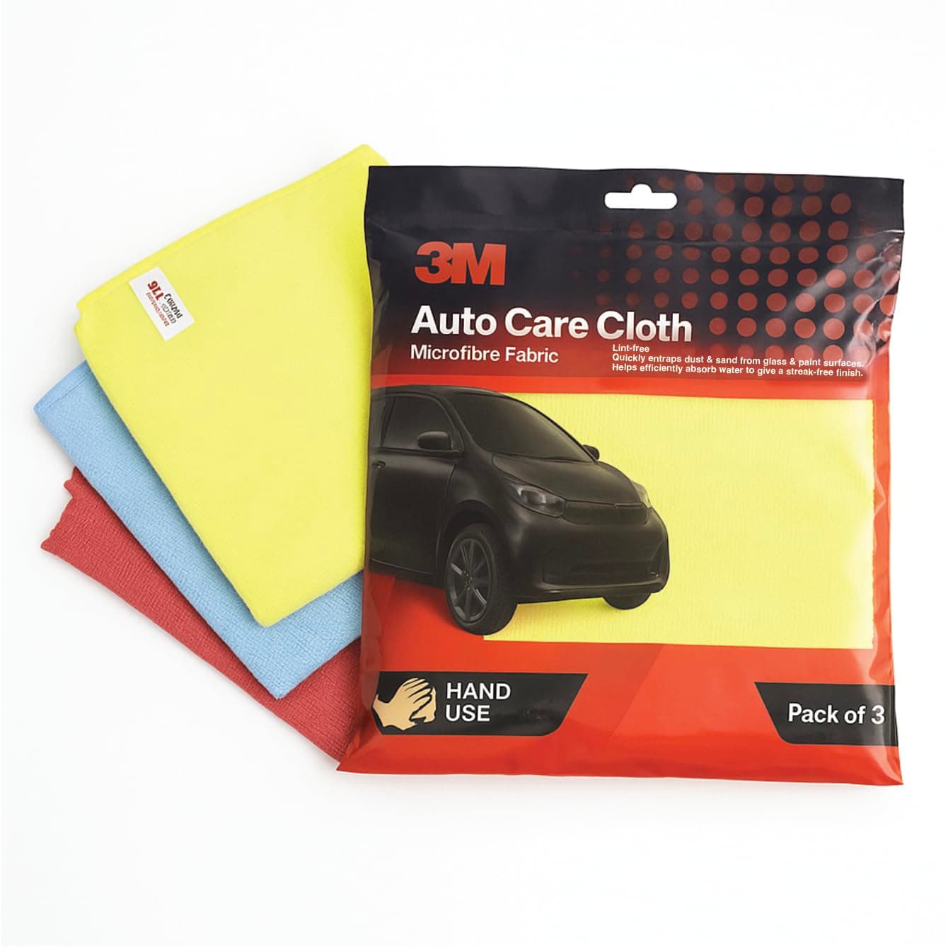 3M Car Care Microfiber Cloth (3 Pieces) | Non-Scratching Cloth for Exterior, Interior and Glass | Absorbent Microfiber Technology, 200 GSM