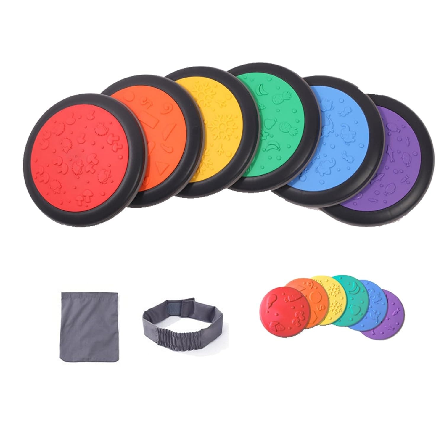 Andanna 12 Pcs Sensory Discs Mat Sensory Stepping Circles Pads Textured Tactile Toys Stimulation for Calming Play and Early Learning Kids ,Calming and Stimulating Early Learning Play (Standard)
