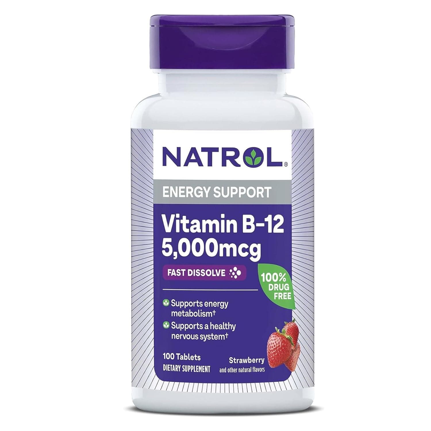 Natrol Vitamin B-12 Strawberry Flavor ( 5000Mcg, 100 Tablets)