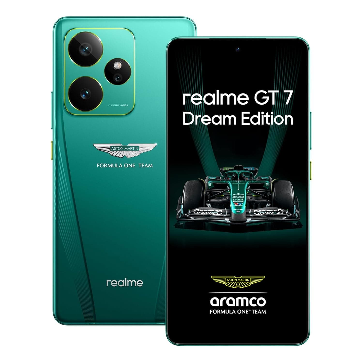 Realme GT 7 Dream Edition 5G (Aston Martin Green, 16GB+512GB) | Dimensity 9400e | 7000mAh Battery | 120W Charge | 4K AI Camera | Co-Designed with Aston Martin F1