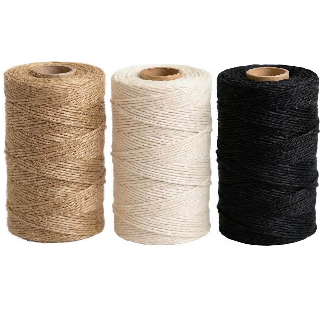 Twine String Natural Jute Twine & Cotton Twine Bundle - Bulk Packing Twine for Crafts, Gift Wrapping String, Gardening Twine, Home Decor (3 Rolls, 1500ft, 2mm)
