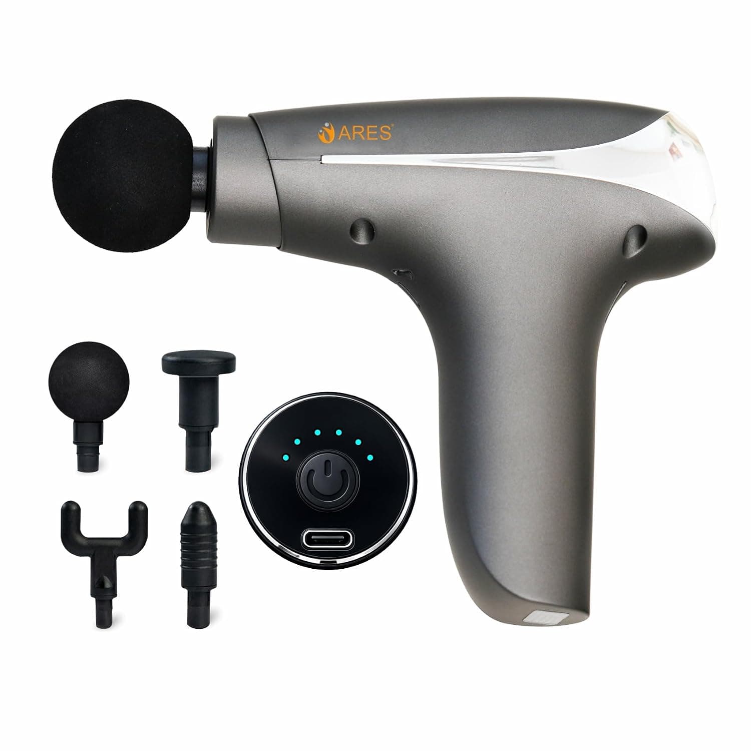 ARES Handheld Gun Massager, Electric Body Massager, 4 Massage Heads | Powerful Sports Drill, Provides Full Body Relief for Muscle Pain