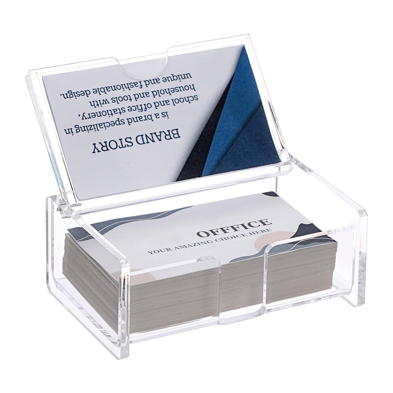 Business Card Holder For Desk, Clear Acrylic Business Card Holder Box With Display Lid, Business Card Display Rack For Exhibitions, Homes, And Offices, Office Desk Accessory, Hold 100 Business Cards