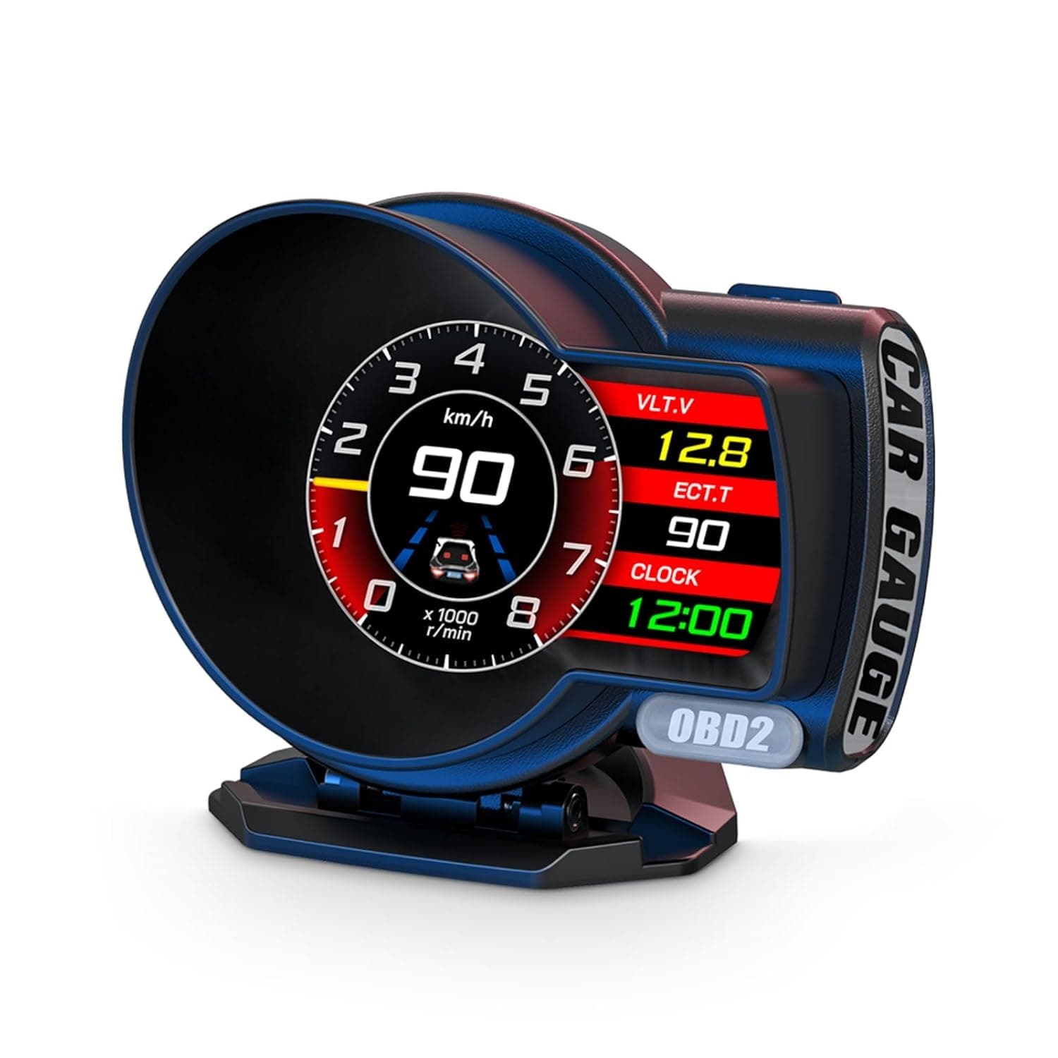 Car HUD Display, OBDⅡ+GPS Smart Gauge, High Definition Speedometer, Car Diagnostic Tool OBD Fault Code Elimination Safe Driving Computer Overspeed Fault Alarm for All Vehicles（F8 Model ）