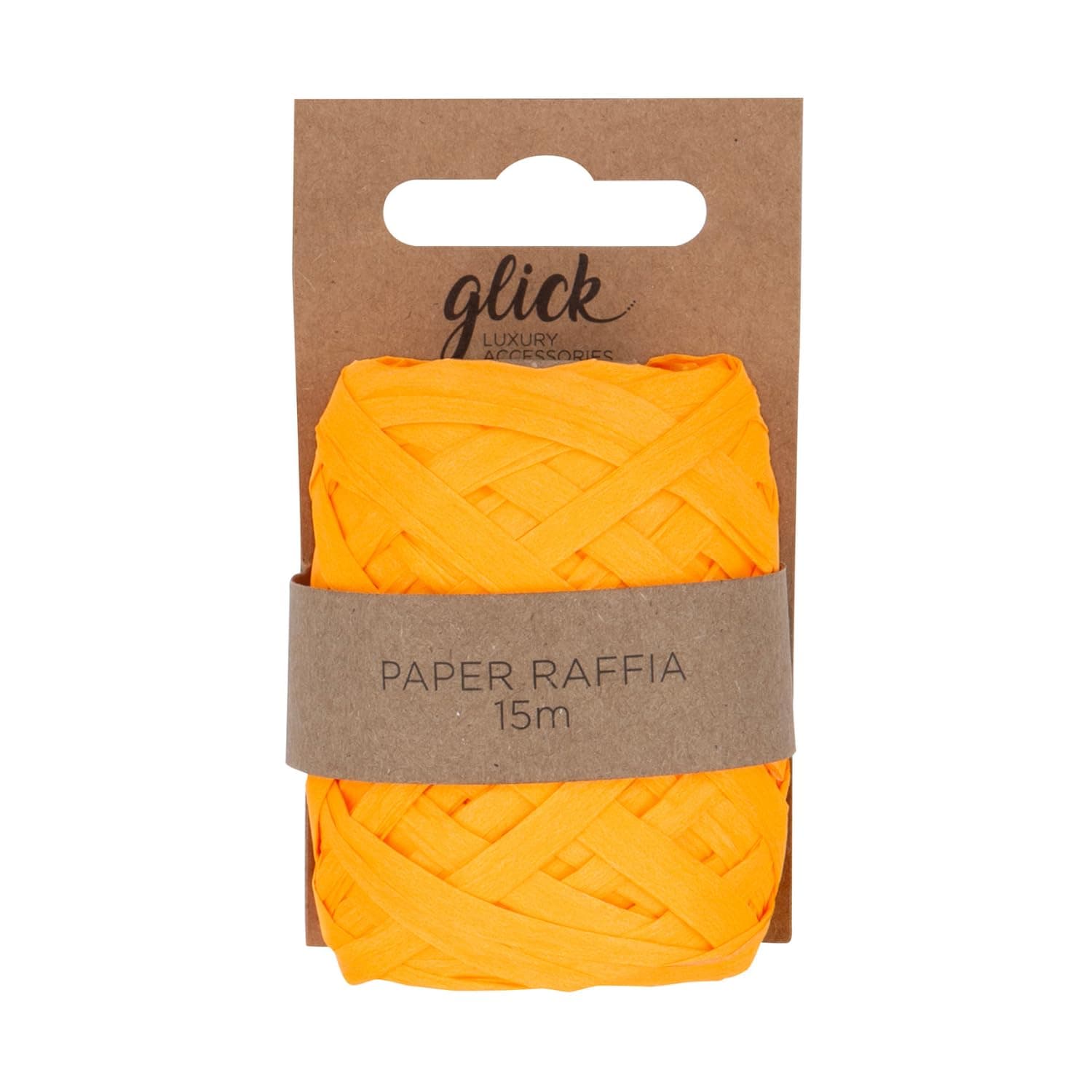 Glick Neon Orange Paper Raffia Ribbon, Perfect for Gift Wrapping and Arts and Crafts, 15 Metres Ribbon, Recyclable