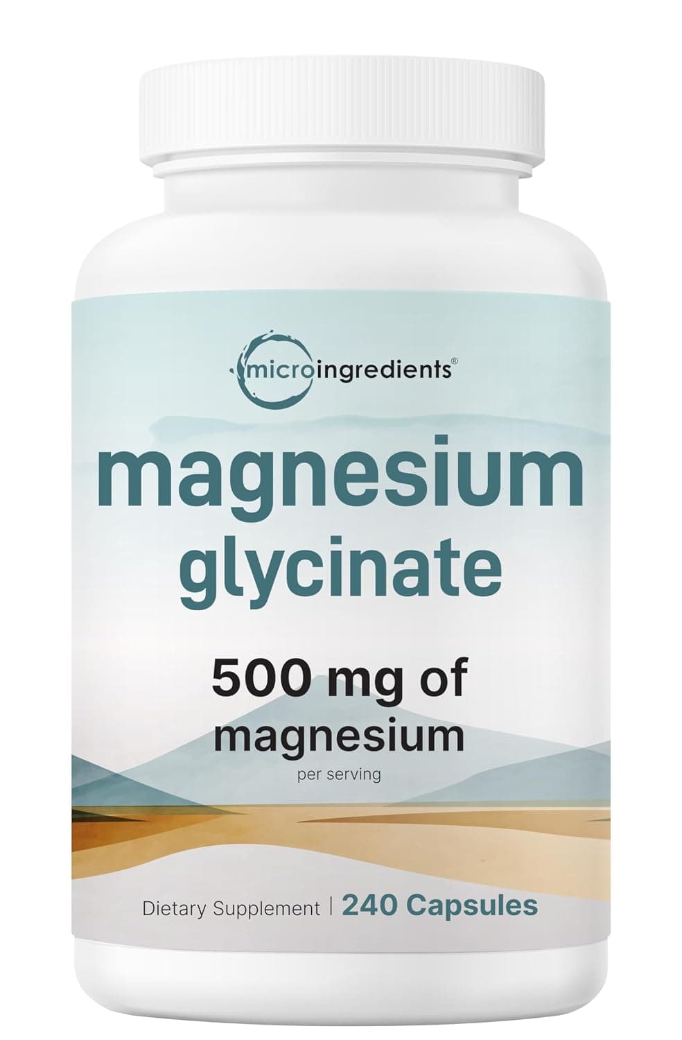 Magnesium Glycinate 500mg Per Serving, 240 Capsules | Potent Elemental Form, 100% Chelated, High Absorption | Healthy Muscle, Bones, & Mood Support Supplement | Non-GMO