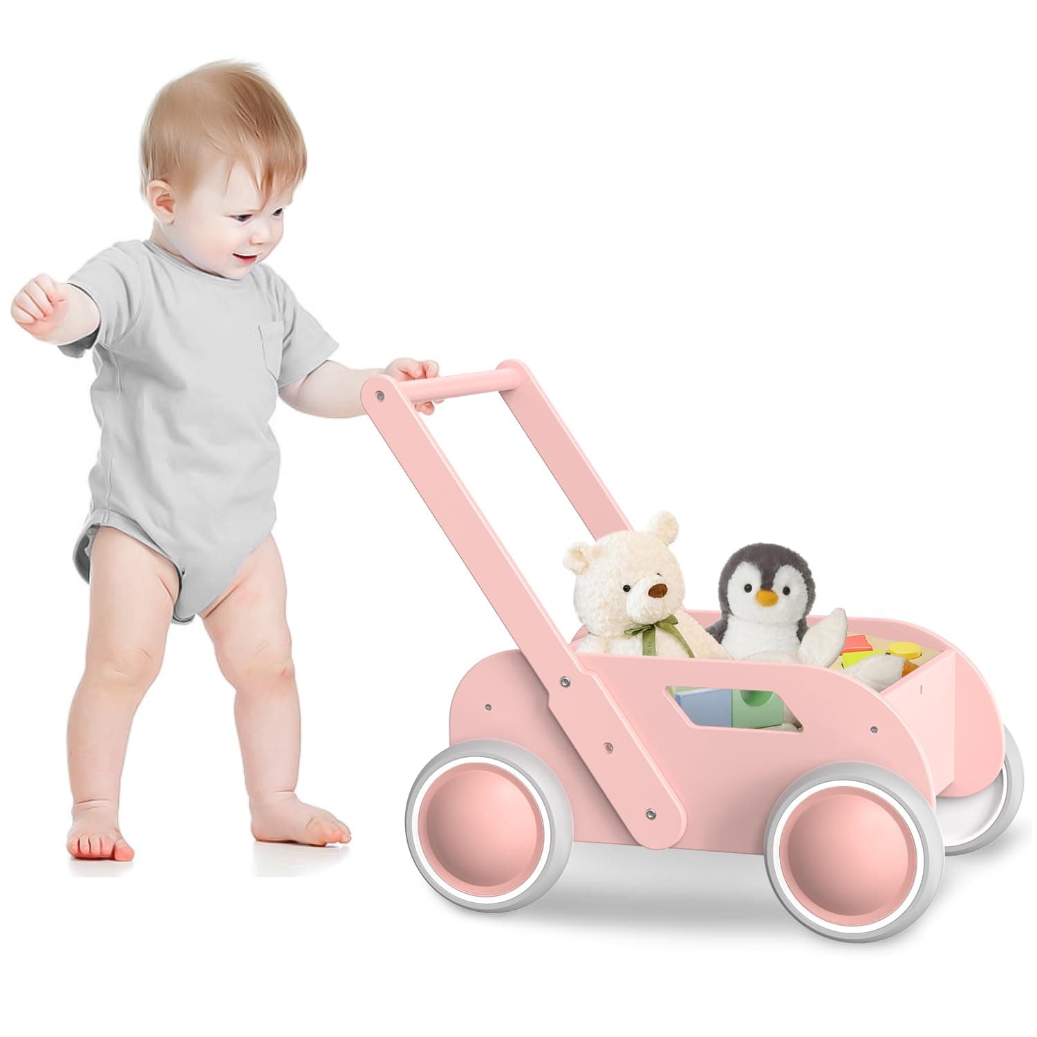 WyfKyd Wooden Baby Push Walker Toys for 1 Year Old Girls Toddler Gifts