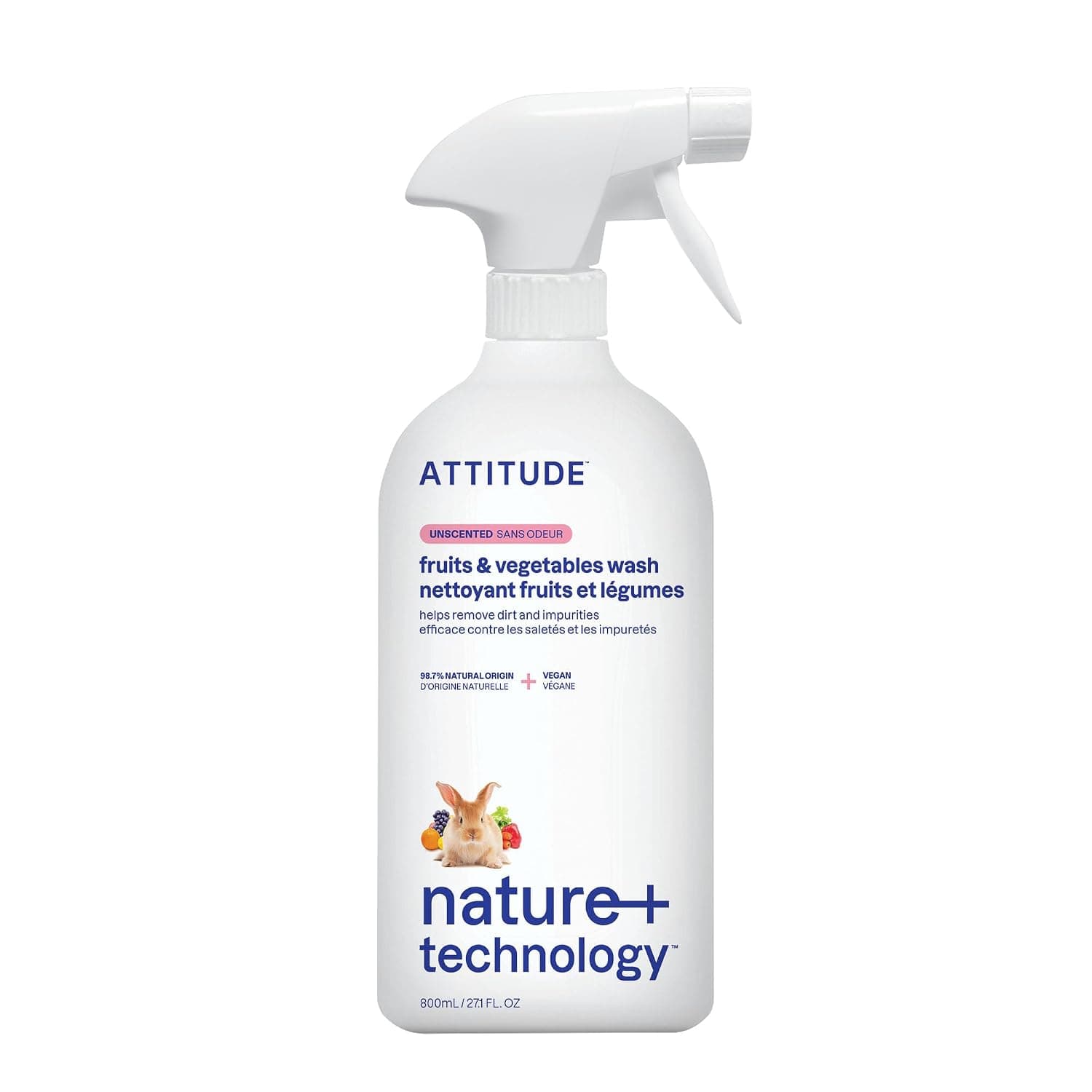 Attitude Hypoallergenic Fruit And Vegetable Wash, Fragrance Free, (800Ml)