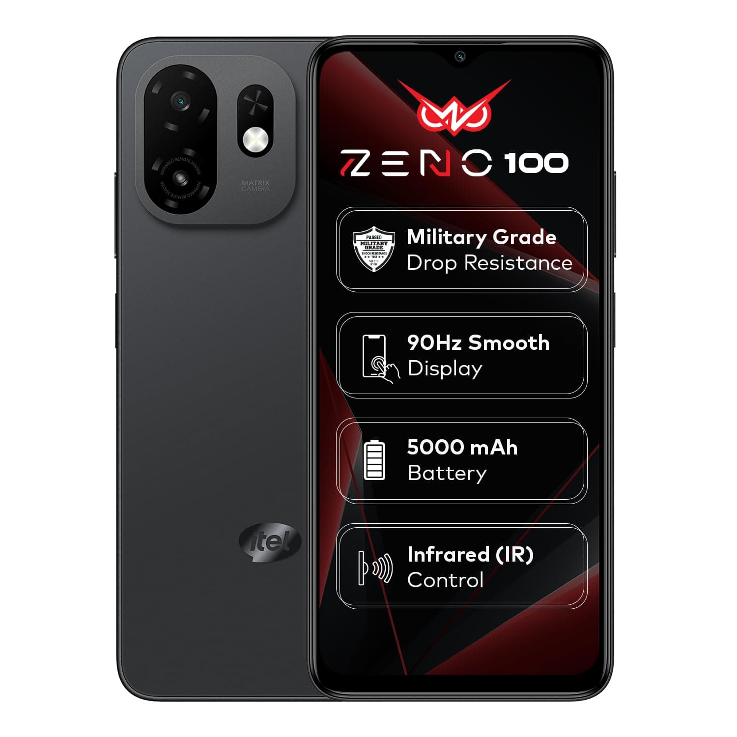 اي تيل هاتف ذكي A100c، الجيل الرابع 4G، ذاكرة تخزين 64GB، اندرويد 14، ذاكرة RAM 3GB، يونيسوك T7100، 6.6 انش IPS LCD، 1570x720، 90Hz