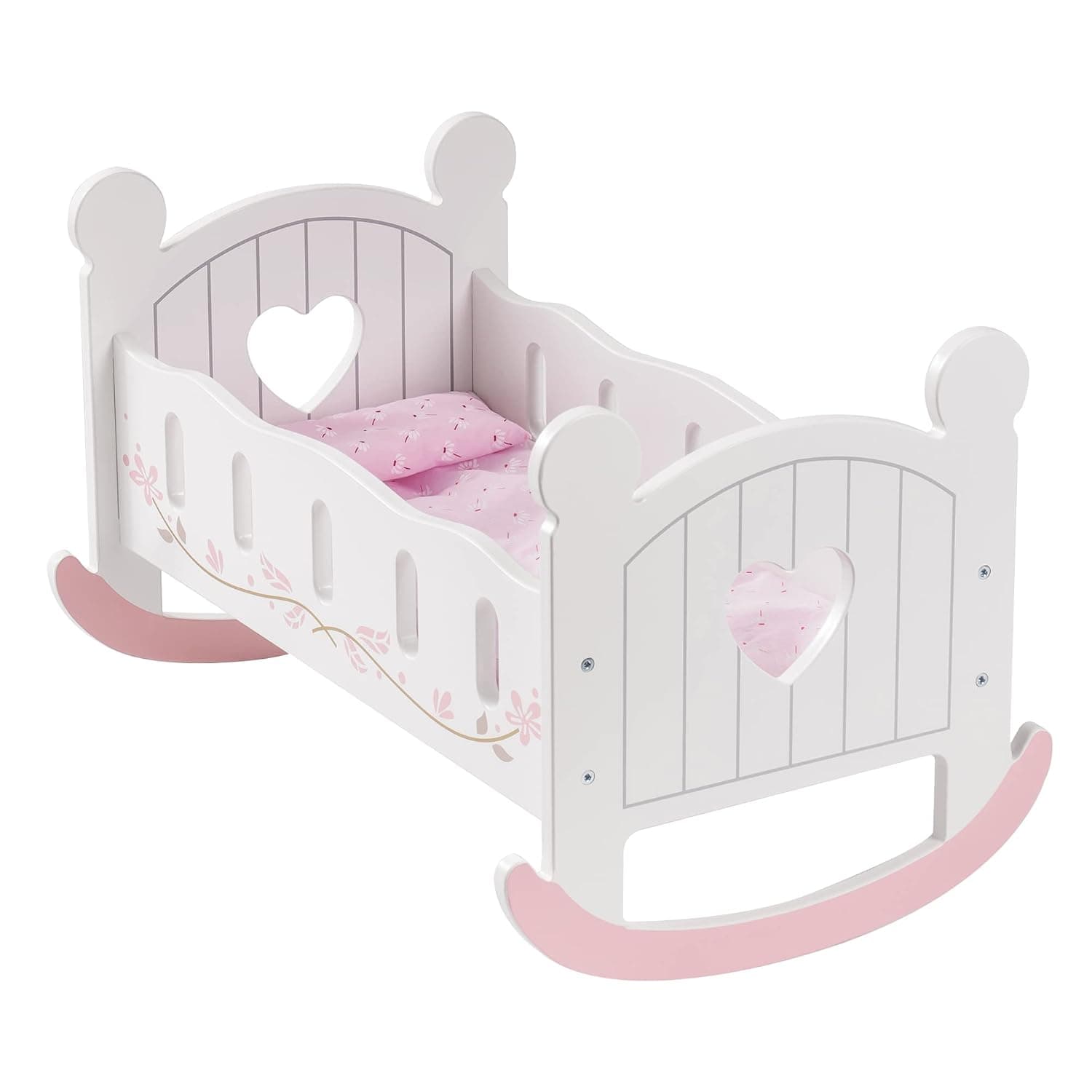 ROBUD Wooden Baby Doll Crib, Baby Doll Bed Toys, Fits Up to 18 Inch Doll Accessories