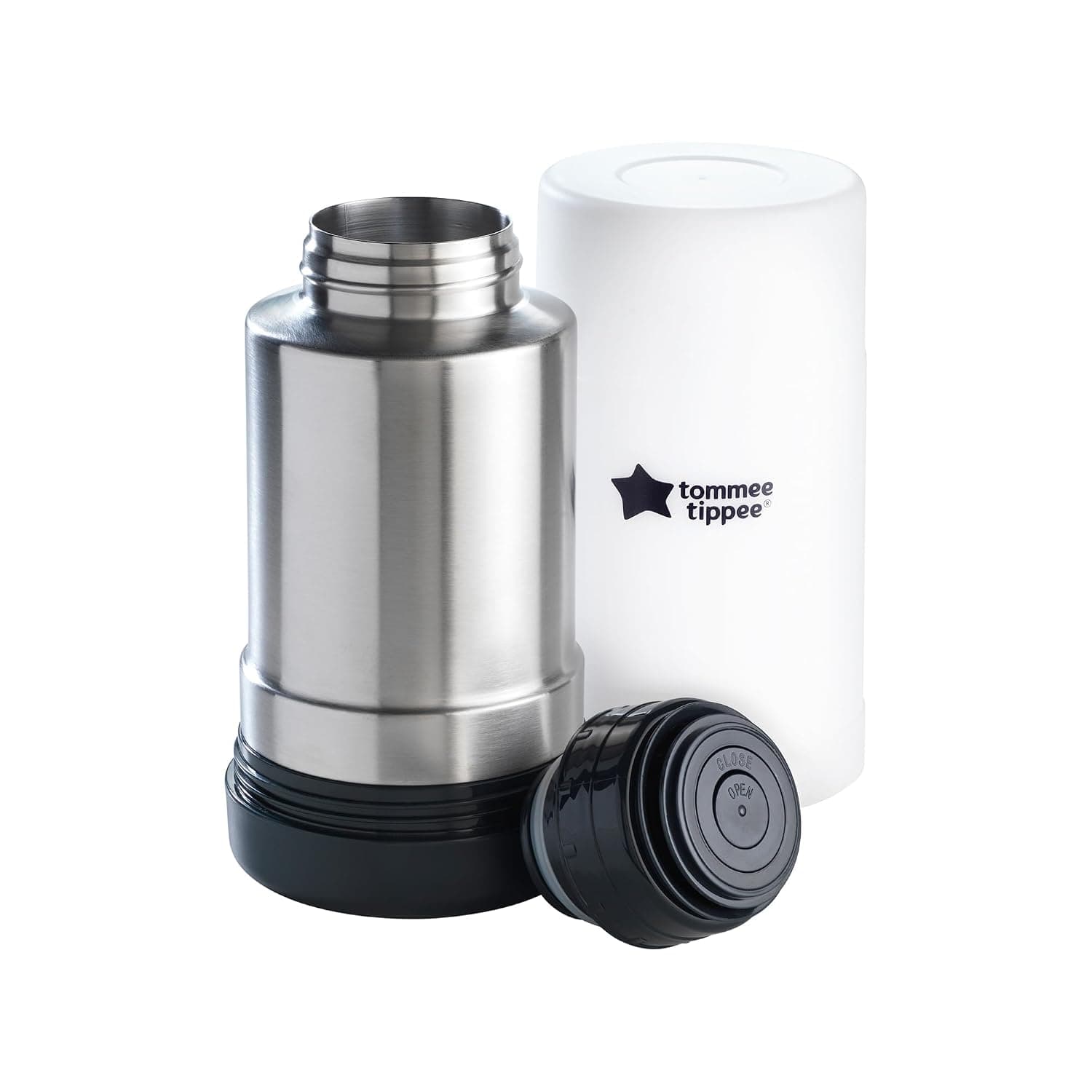 Tommee Tippee Closer to Nature Portable Travel Baby Bottle and Food Warmer, Ideal for Travel, Thermal Insulation, Stainless Steel Flask with Leak-Proof Lid | Ideal for Travel, Thermal Insulation, Stainless Steel Flask, Leakproof Lid