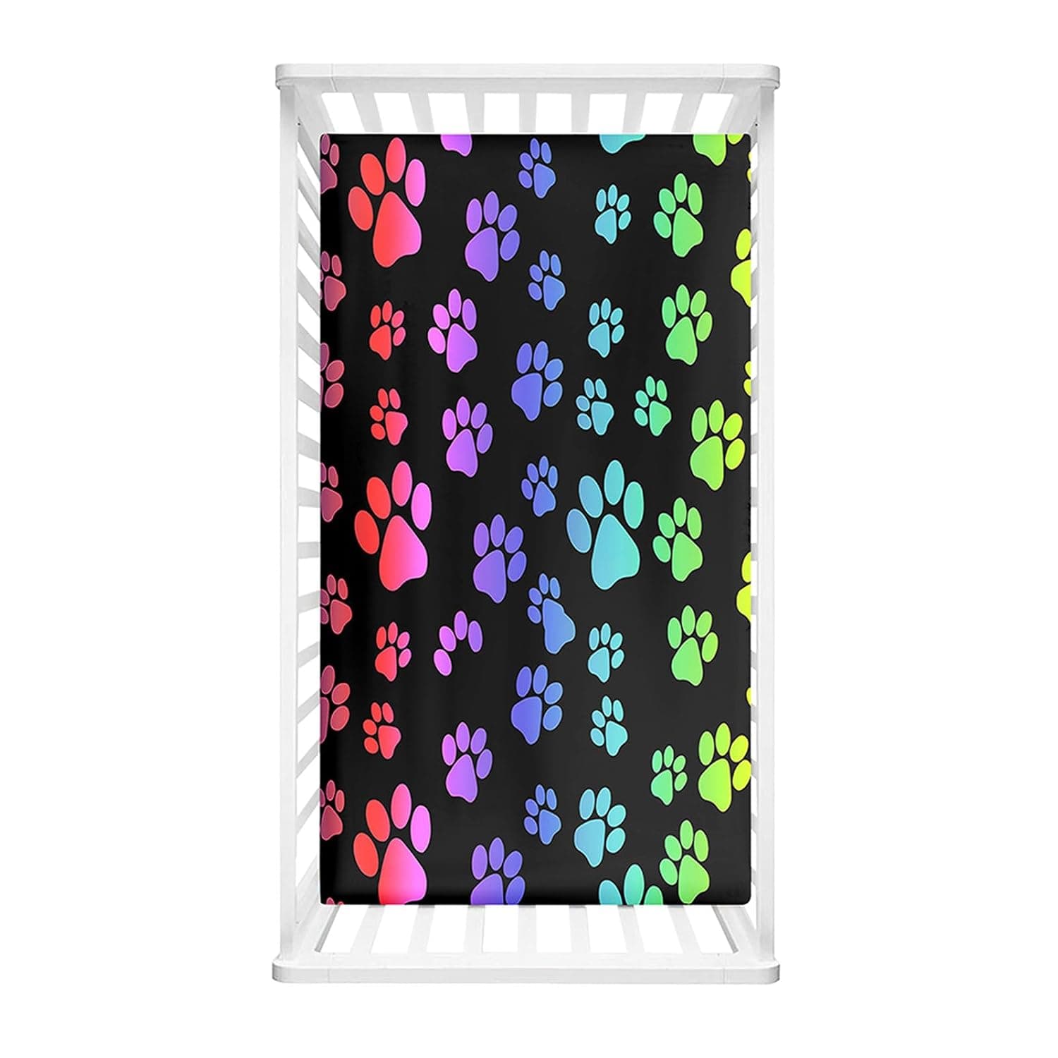 Odot Fitted Sheet for Baby, Dog Paw Print, Children's Bed Covers, Stretchy Mattress Protector for Girls and Boys, Crib, Umbrella Bed (Gradient Colour, 80 x 160 x 20 cm)