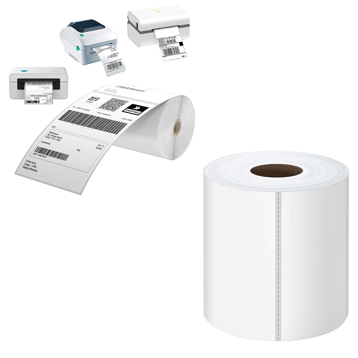 4'' x 6'' 350Thermal Shipping Labels, Direct Adhesive Label Roll, Shipping Roll, Address Label, Barcode Label, رول ورق بوليصات شحن