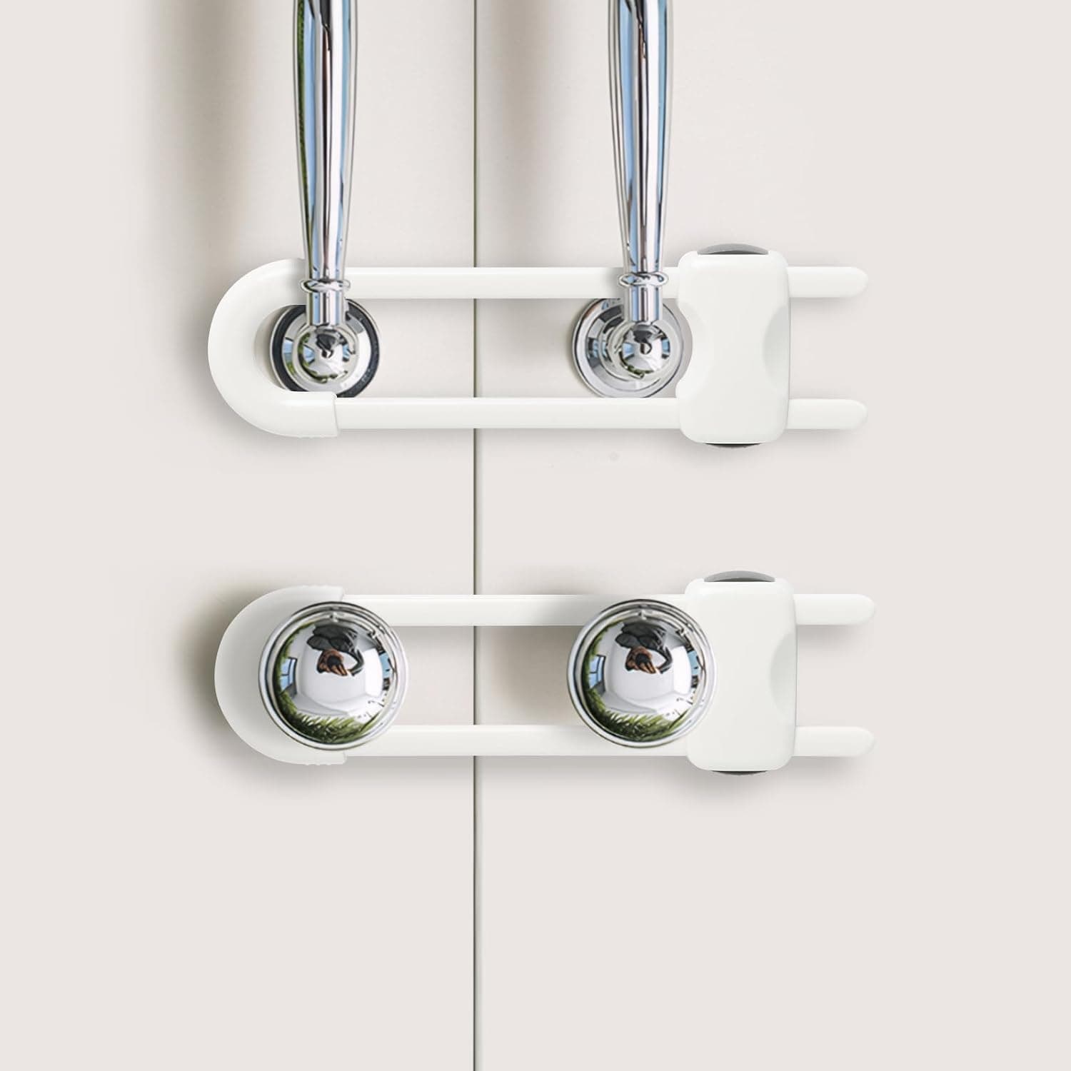 YelaJoy 2 PCS Sliding Cabinet Locks, Adjustable U-Shaped Child Safety Guard, No Tools Baby Proofing Latches, Secure Fastener for Kitchen Drawers and Bathroom Cupboard Knobs