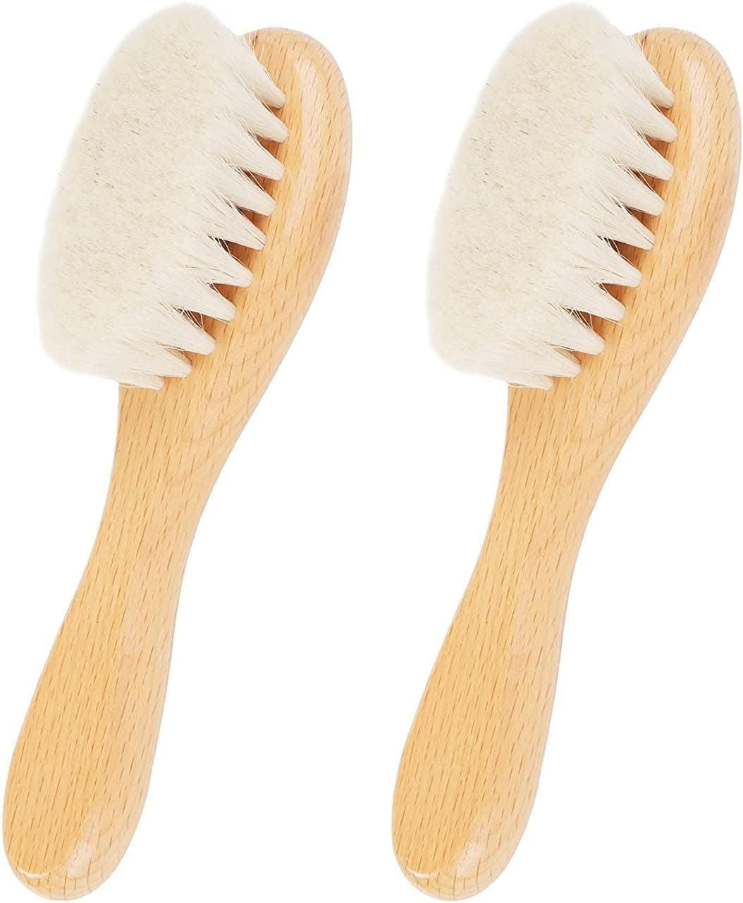 Bukela 2 Pack Wooden Baby Hair Brush with Natural Soft Goat Bristles - Gentle Cradle Cap Brush & Scalp Massager for Newborns, Infants, and Toddlers - Perfect Baby Registry Gift