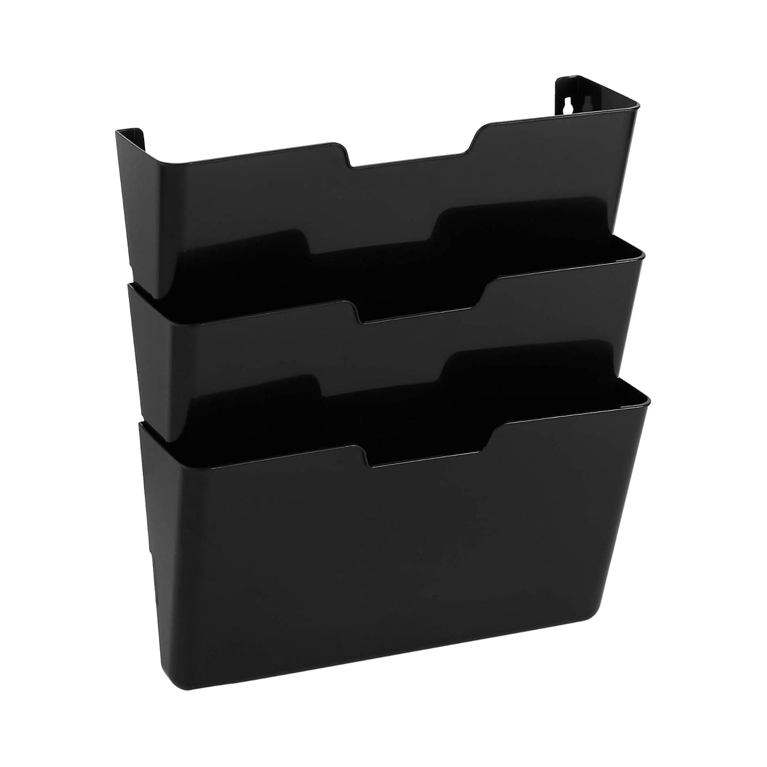 Amazon Basics Hanging 3 Tier Wall File Organizer - Pack of 3, 33.02 x 38.1 CM, Black