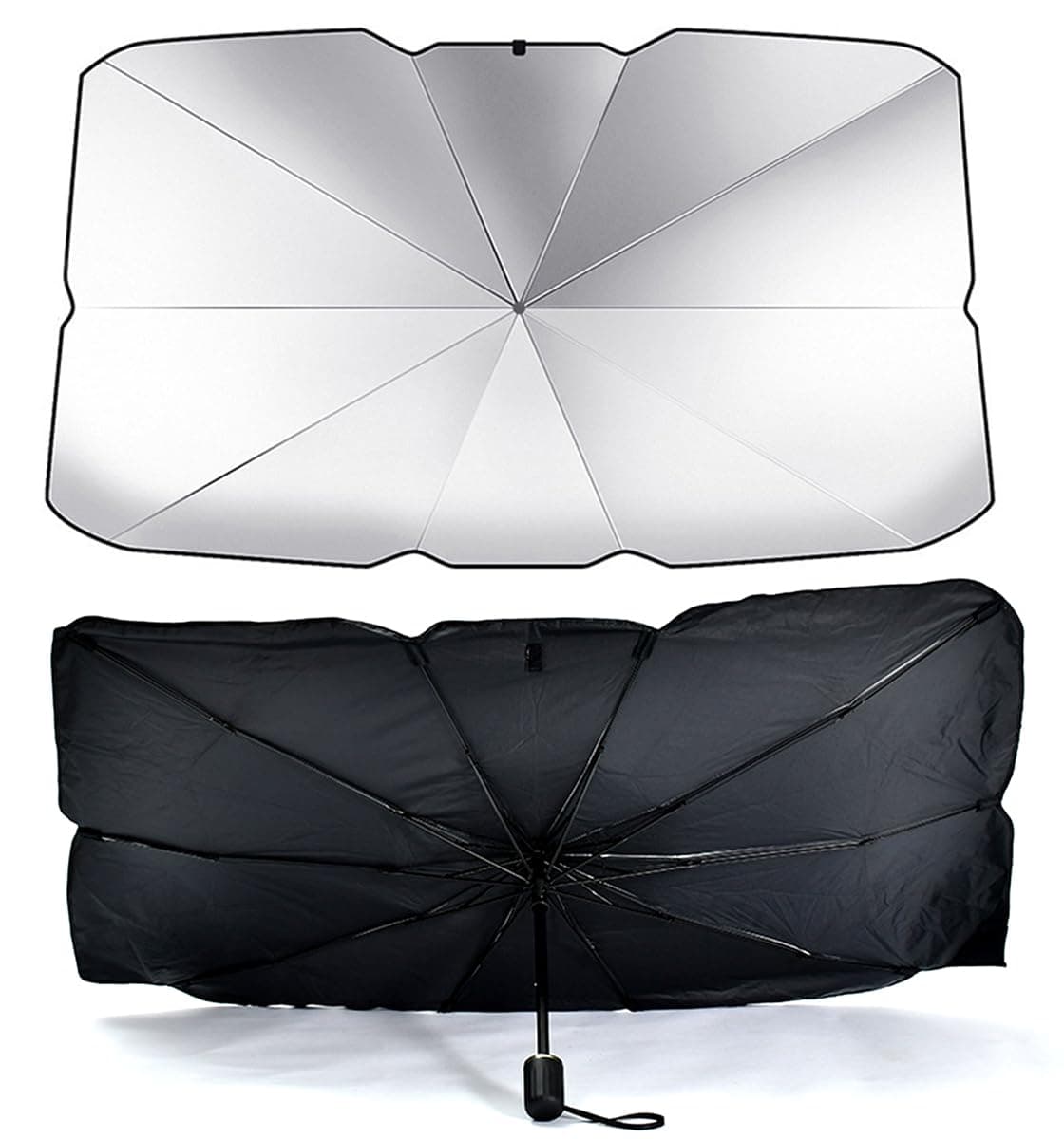 ECVV Car Front Windshield Sunshade Umbrella, 145 * 79CM Uv Protection & Heat Insulation Foldable Sun Shade Sun Visor, Full Cover Sun Shade For Most Vehicles