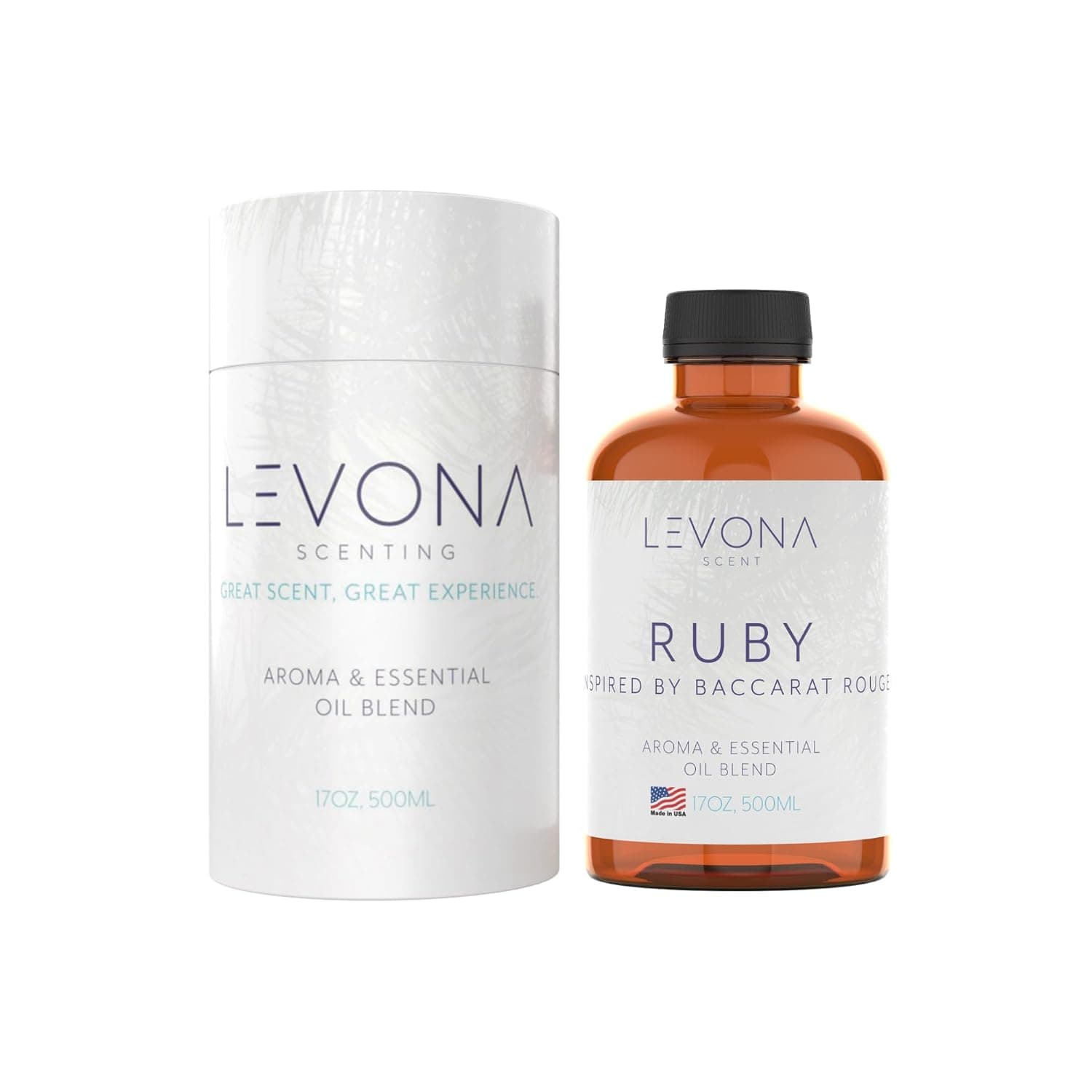 Levona Scent Essential Oil - Fresh Aroma for Home, Office, Hotel & Spa, Ideal for Humidifiers & Diffusers, Hotel Fragrance with Orange Rind & Watery Notes - 500ml / 17 fl oz, Ruby