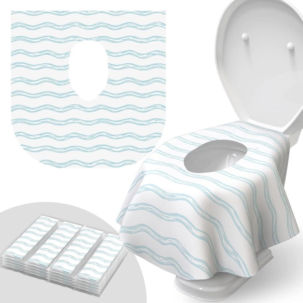 Toilet Seat Cover Set Disposable Waterproof Seat Protector Extra Large Individually Wrapped for Portability, Ideal for Toilet Training for Kids, Travel, Public Restrooms, and Offices (25 Pcs)