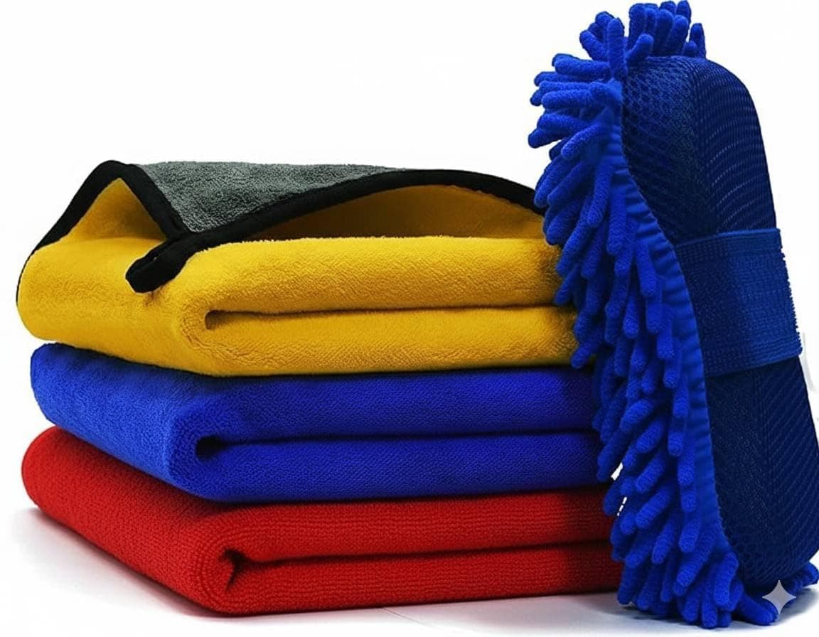 Microfiber Car Towel 3 Pcs - Car Wash Sponge Wash Towels or Car Drying for Washing Drying Dust Cleaning 40 x cm Polyester Multicolor