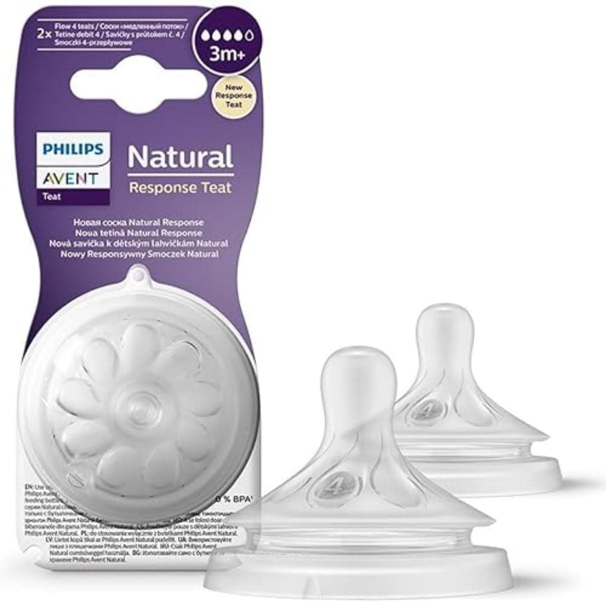 Philips AVENT Baby Feeding Bottle Teat Natural Response, T4, 2 teats