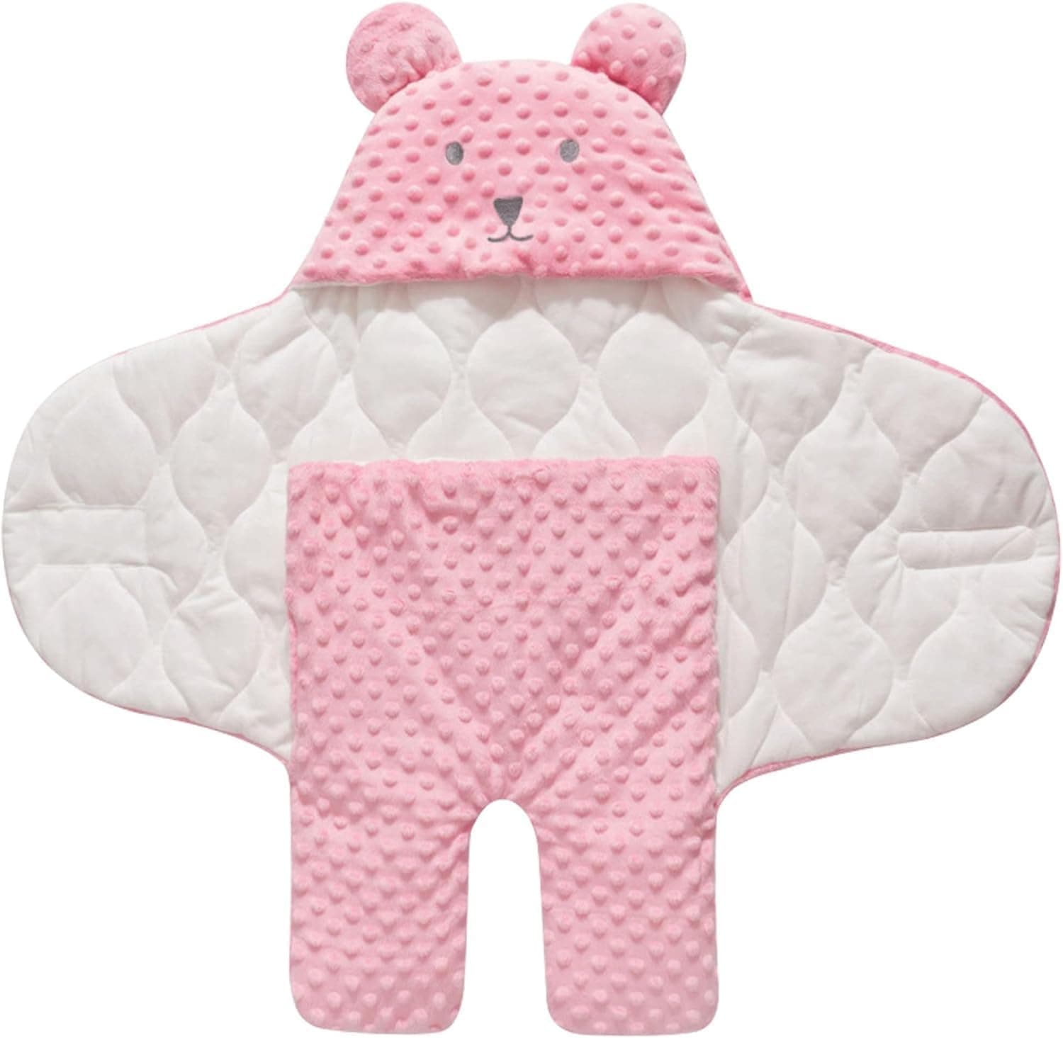Aputue Baby Hooded Swaddle Blanket, 75 cm Breathable Soft Fleece with Velcro for Newborns, 360 Degree Wrap for 0 to 6 Months Infant, Warm Plush Sleeping Bag to Improve Baby Sleep Quality