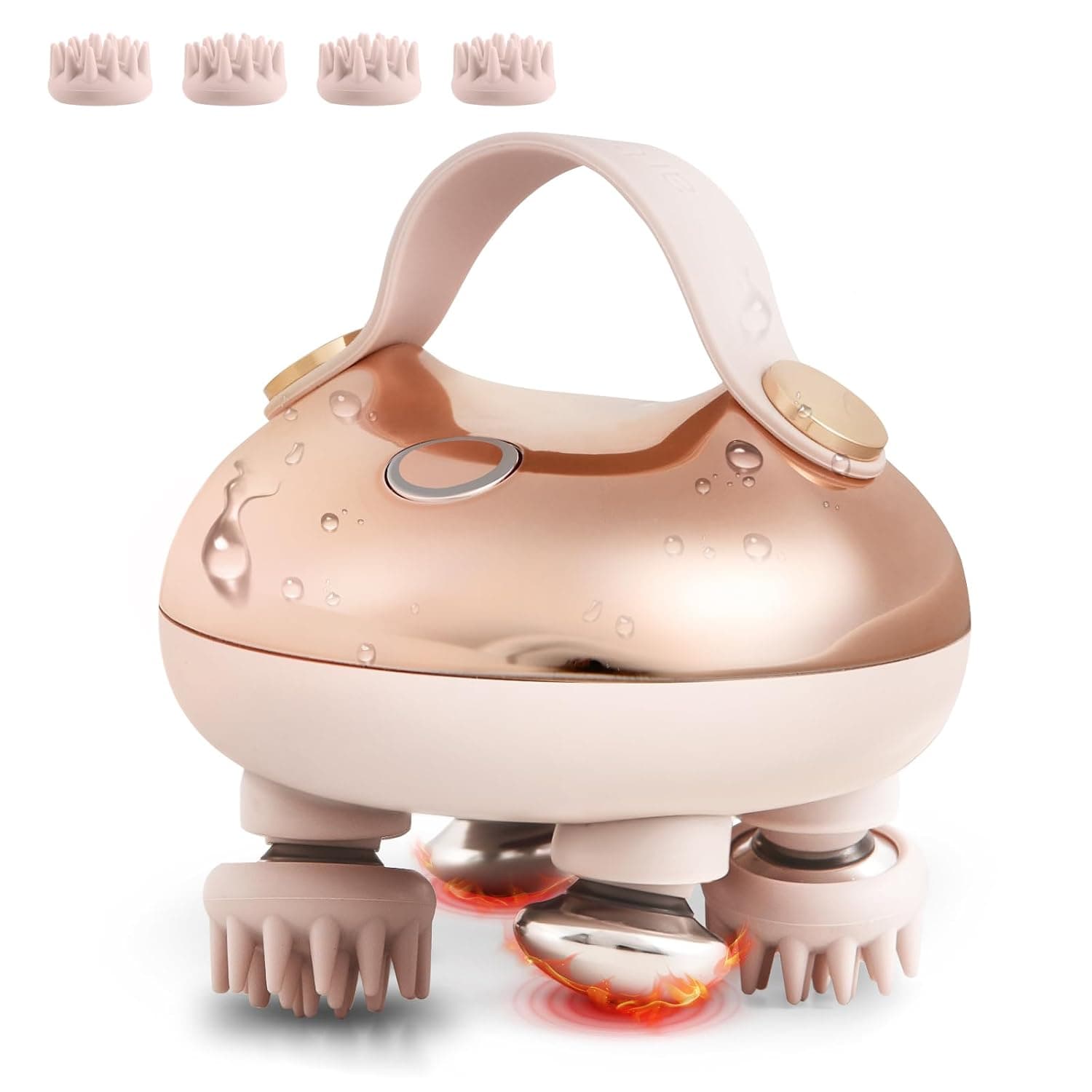 arboleaf Electric Head Massage with Heat Function, Scalp Massager IPX7 Waterproof with 4 Warm Heads & 4 Massage Heads, Handy Head Massager with 4 Levels for Relaxation | Scalp Massager IPX7 Waterproof with Warm Heads & Removable Massage Heads, Handy Head Massager