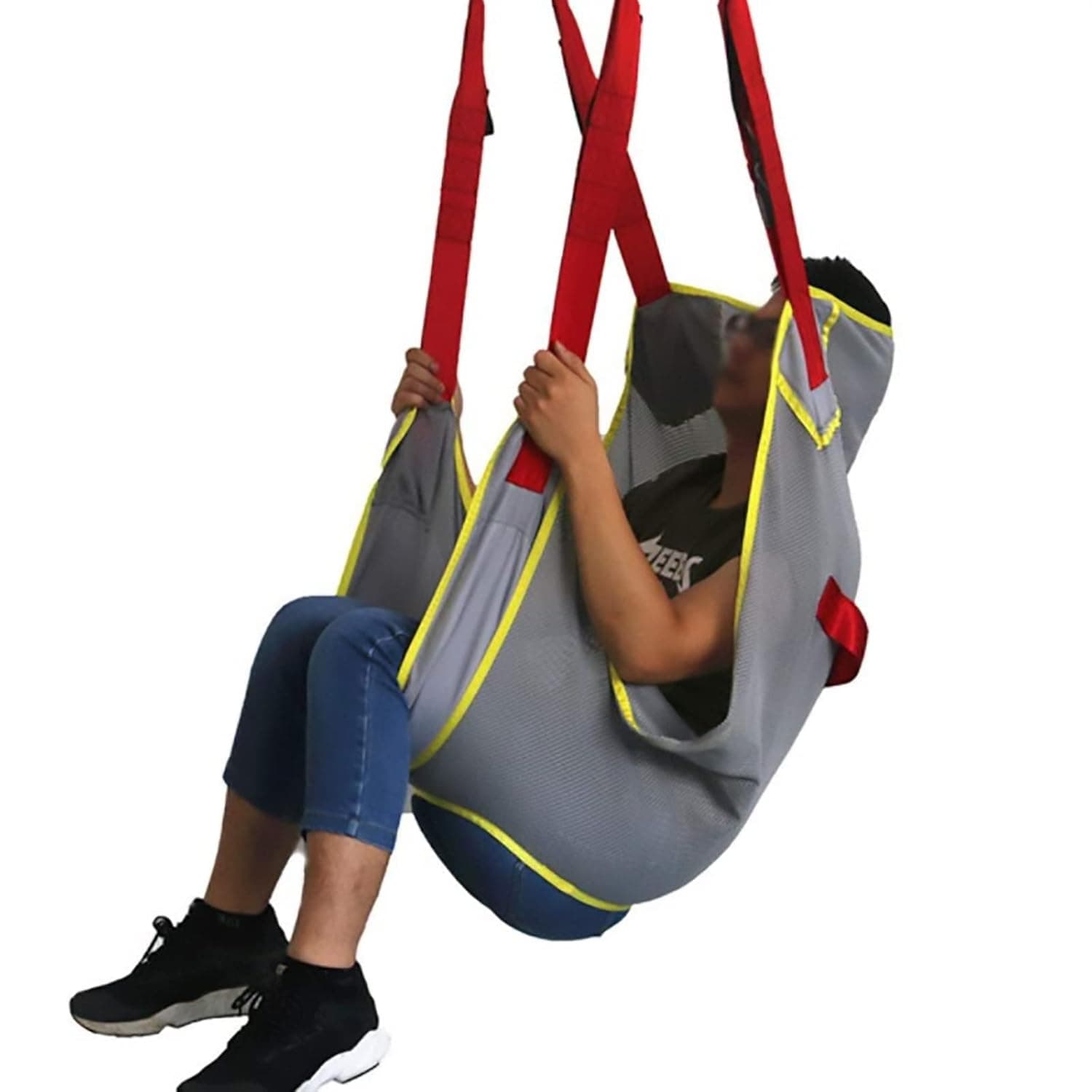Toileting sling, mesh full body harness with opening for comfy toilet lift for bariatric nursing elderly disabled