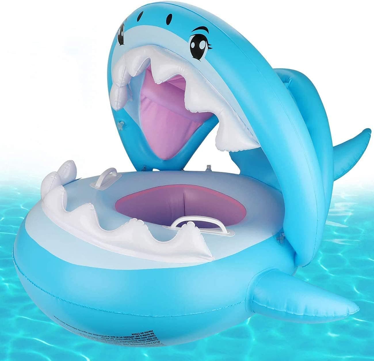 TERRIFI Safe Baby Pool Float Swimming Ring with UPF 50+ Sun Protection Canopy, Inflatable Summer Water Toy for Infants and Toddlers 6-36 Months