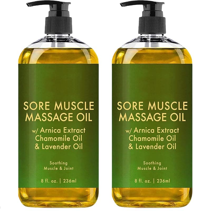 2 PCS PURE Sore Muscle Massage Oil for Massage Therapy - Multipurpose Instant Absorption Full Body Natural Massage Oil - 8 fl. oz. - Arnica