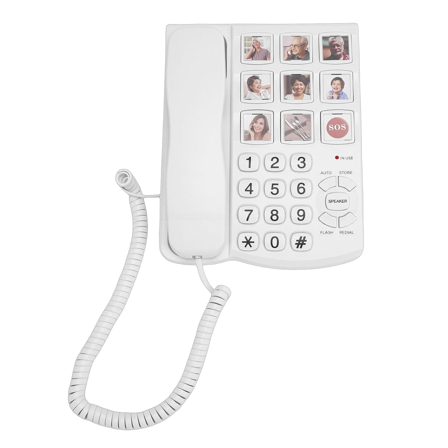 Yctze Big Phone for Senior, 9 Pictured Hands Free Calling Extra Loud Ringer Corded Landline Phone, Dialing Wired Landline Telephone with Visually Impaired Fit, Ideal for Old People