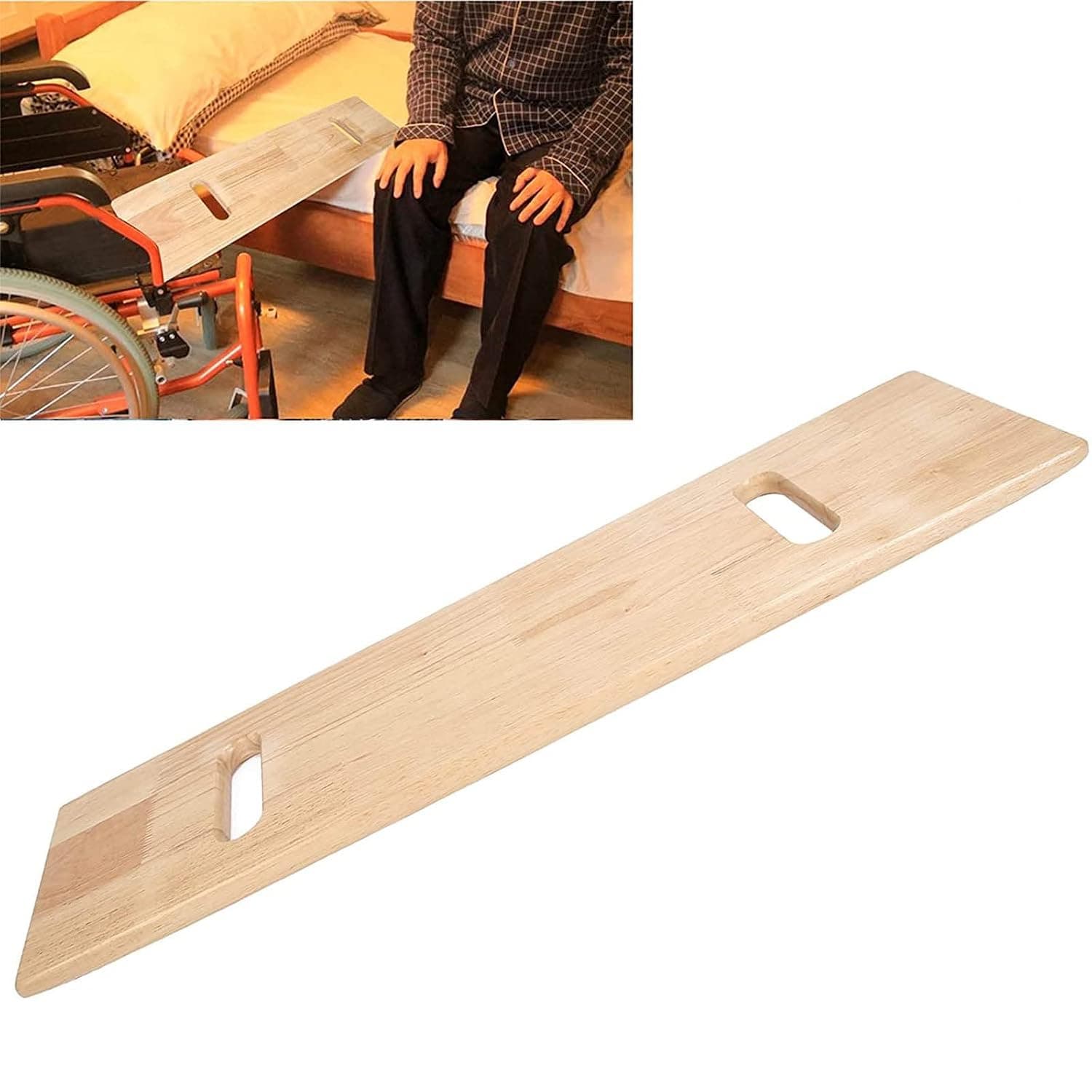Wood Transfer Board, Wheelchair, Bed, and Car Transfer Boards, Patient Slide Assist Device, for Elderly, Disabled Travel Assistance Transfer Board