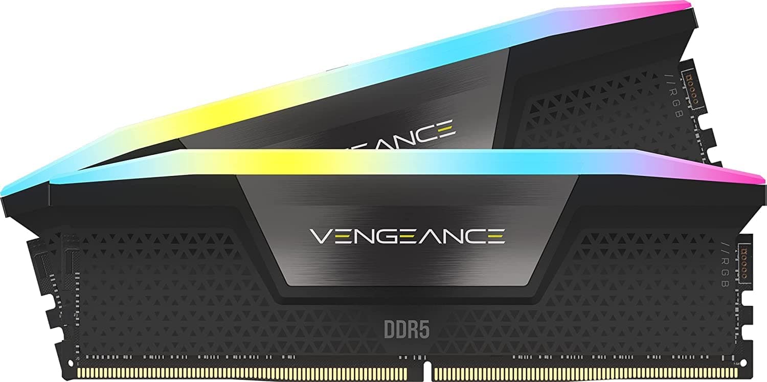 CORSAIR VENGEANCE RGB DDR5 2 32GB (2 x 16GB) DDR5 6400 CL36-48-48-104 1.35V Intel XMP Memory - Black (CMH32GX5M2B6400C36)